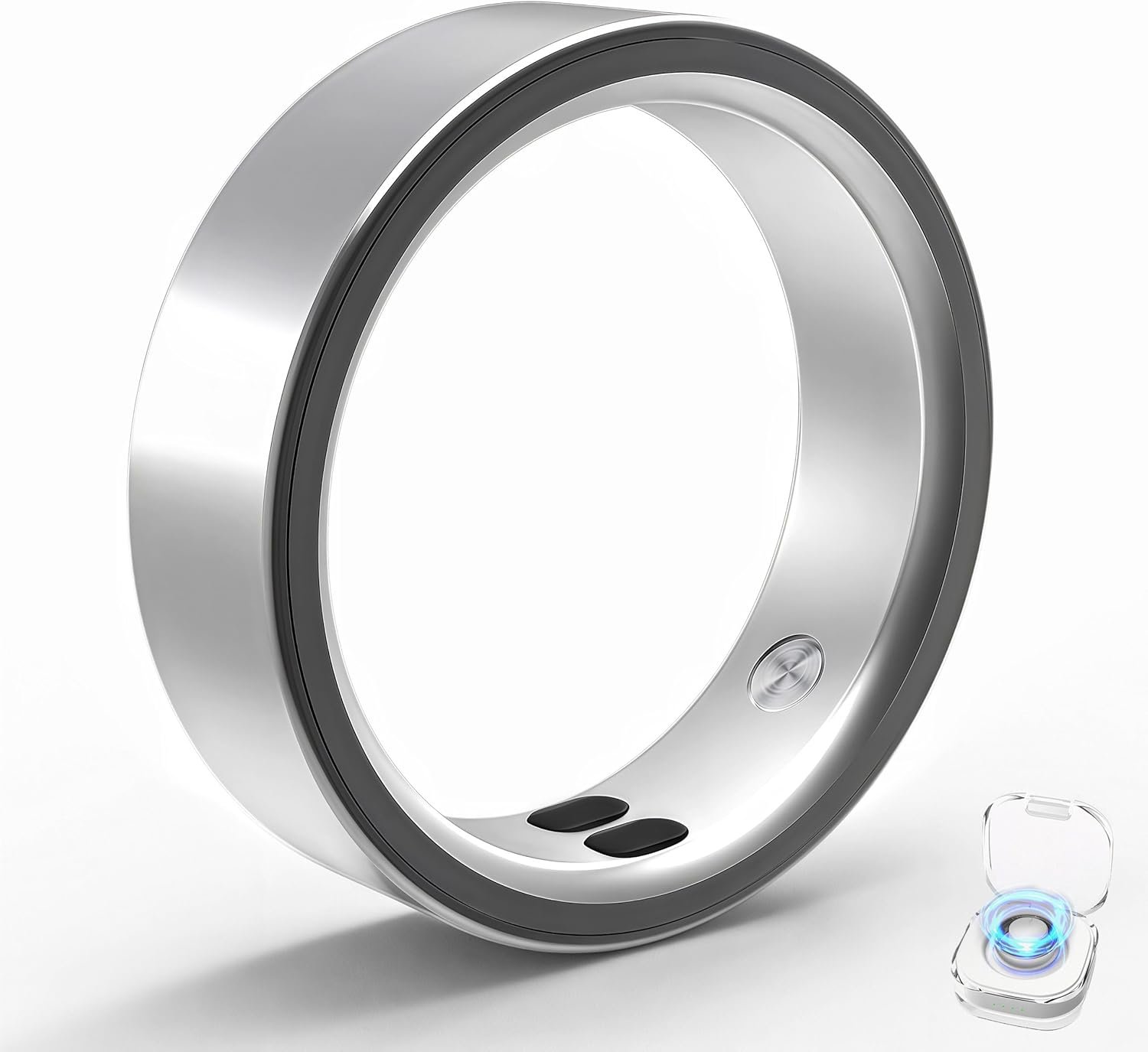 Smart Ring for Women Men,Sleep Tracking Wearable,Fitness Tracker Ring with Step/Heart Rate/Blood Oxygen/Distance/Calorie,Clock Vibration,No Subscription Fee,5ATM Waterproof, iOS&Android(Silver 9)