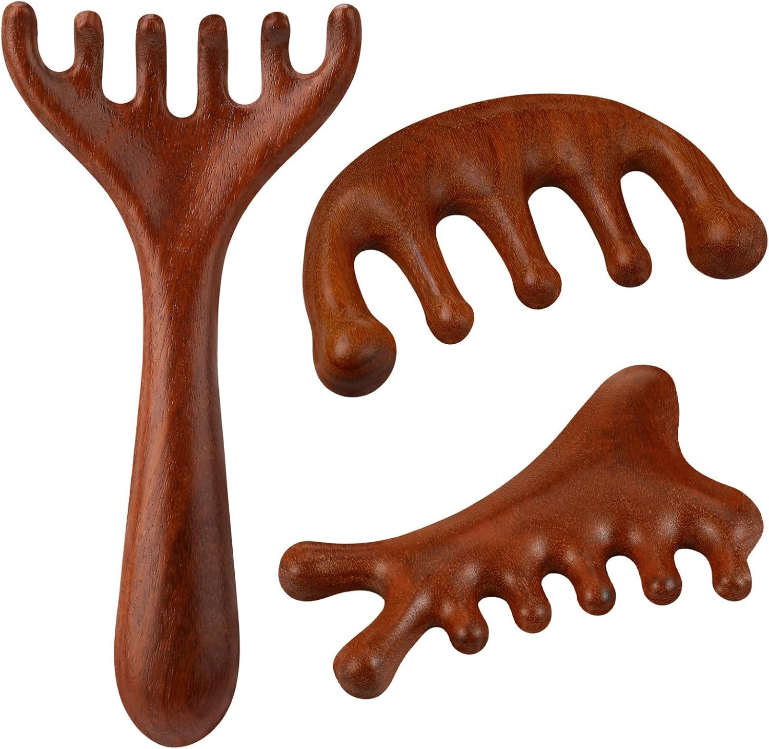 ProSuites 3 Pack Scalp Massager Hair Growth,Wooden Gua Sha Head Massage Tool for Hair Growth, Soothing and Relaxing