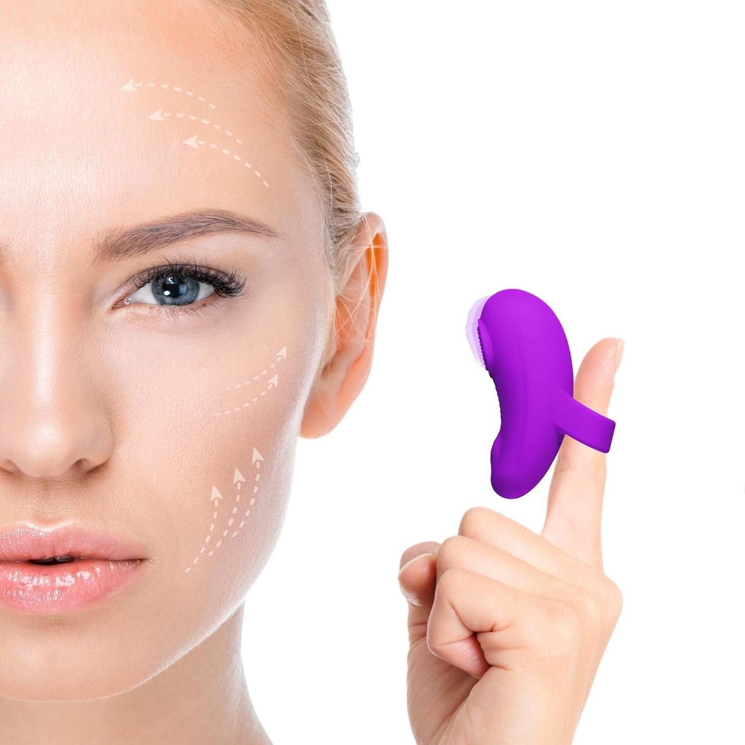 Multifunctional Portable Face & Eye Massage Tool, Mini-Ring Powerful Handheld Massager, Waterproof Eye, Jaw, Finger and Body Massager, Relieves Facial Muscle Fatigue and Pain – Purple