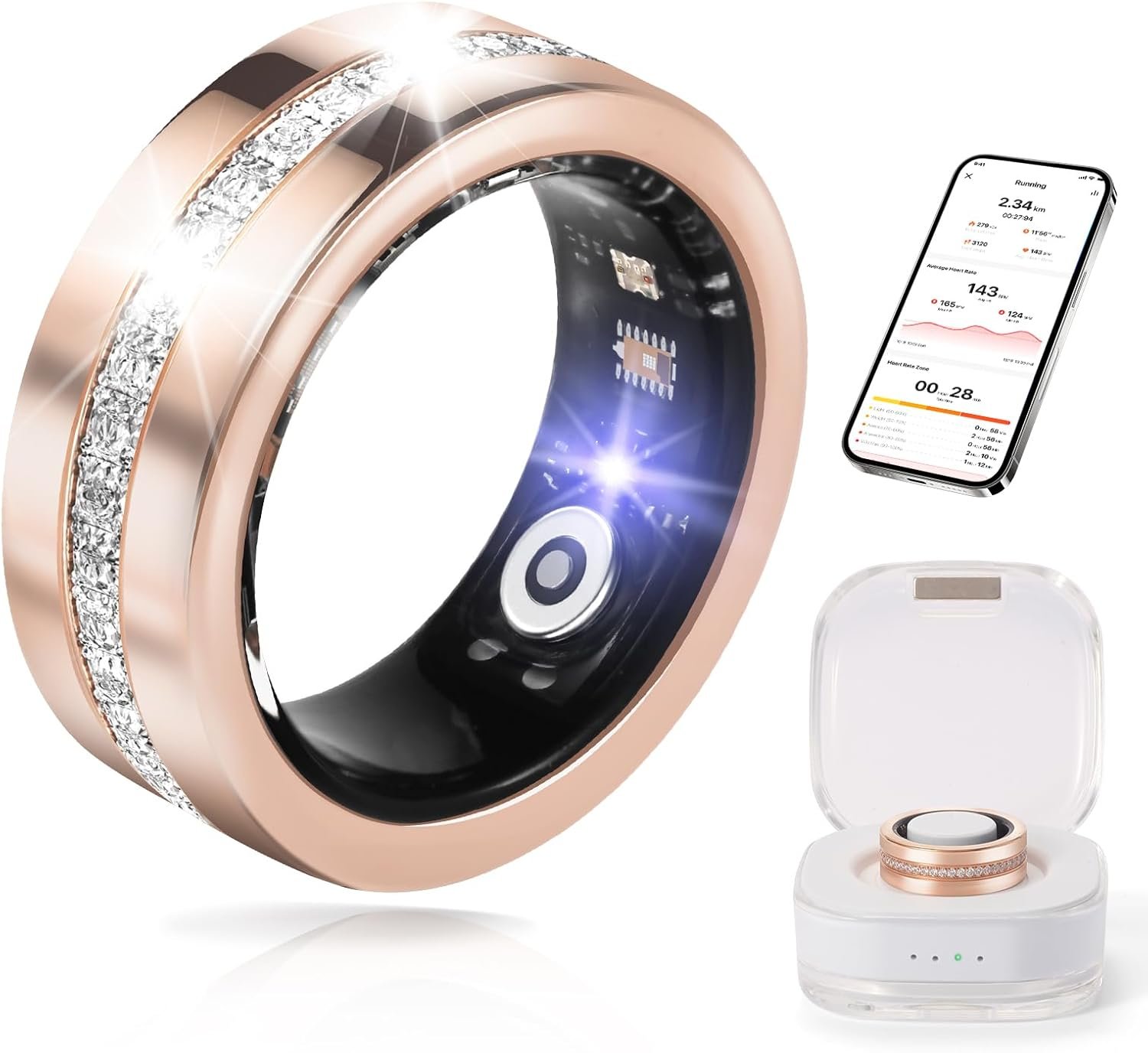 Smart Ring for Women & Men – Health & Fitness Tracker with Heart Rate, Blood Oxygen, Sleep Monitoring, 128 Sports Modes, IP68 Waterproof, Gesture Control, No Subscription Fees (9#)