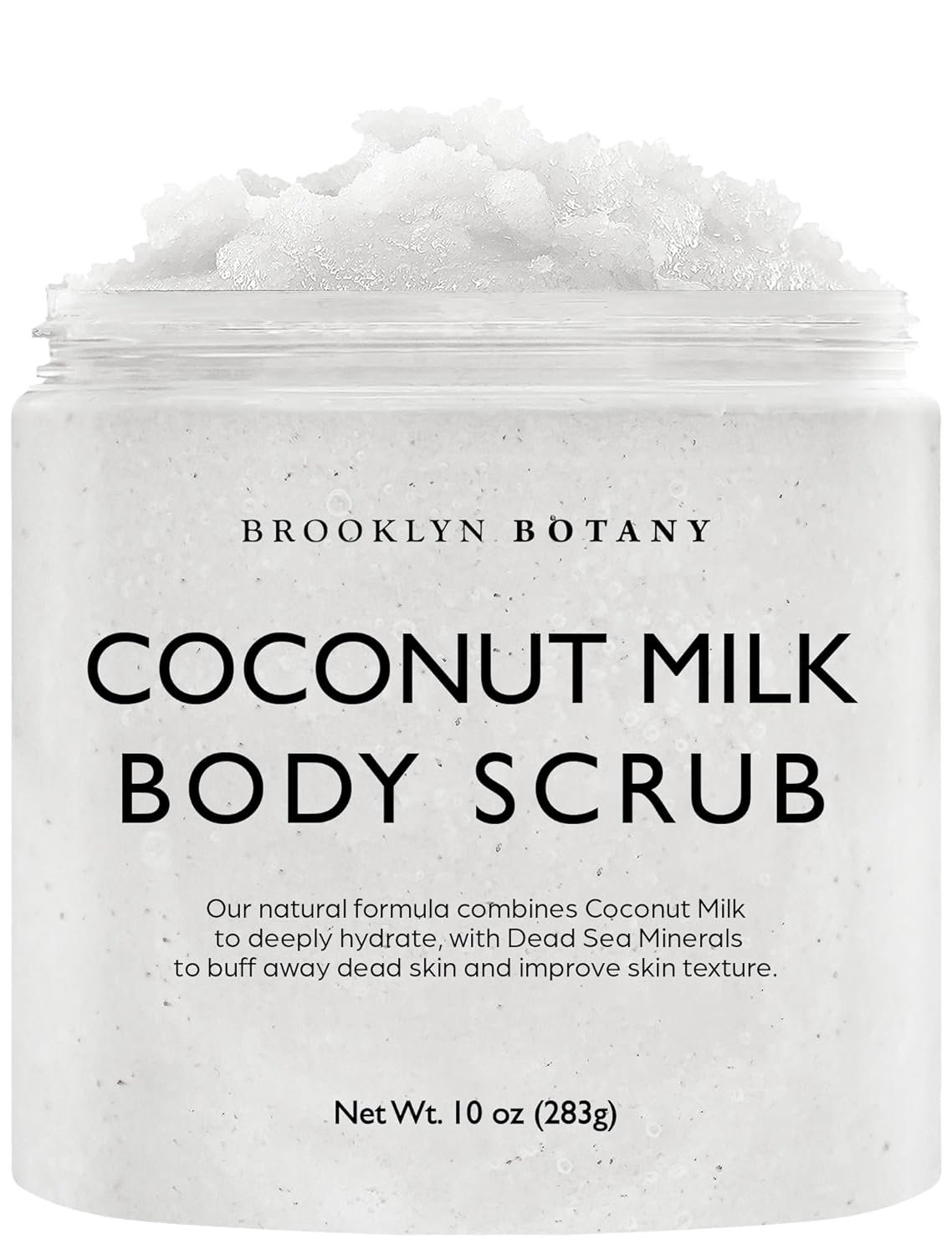 Brooklyn Botany Coconut Milk Body Scrub – Moisturizing and Exfoliating Body, Face, Hand, Foot Scrub – Fights Stretch Marks, Fine Lines, Wrinkles – Great Gifts for Women & Men – 10 oz