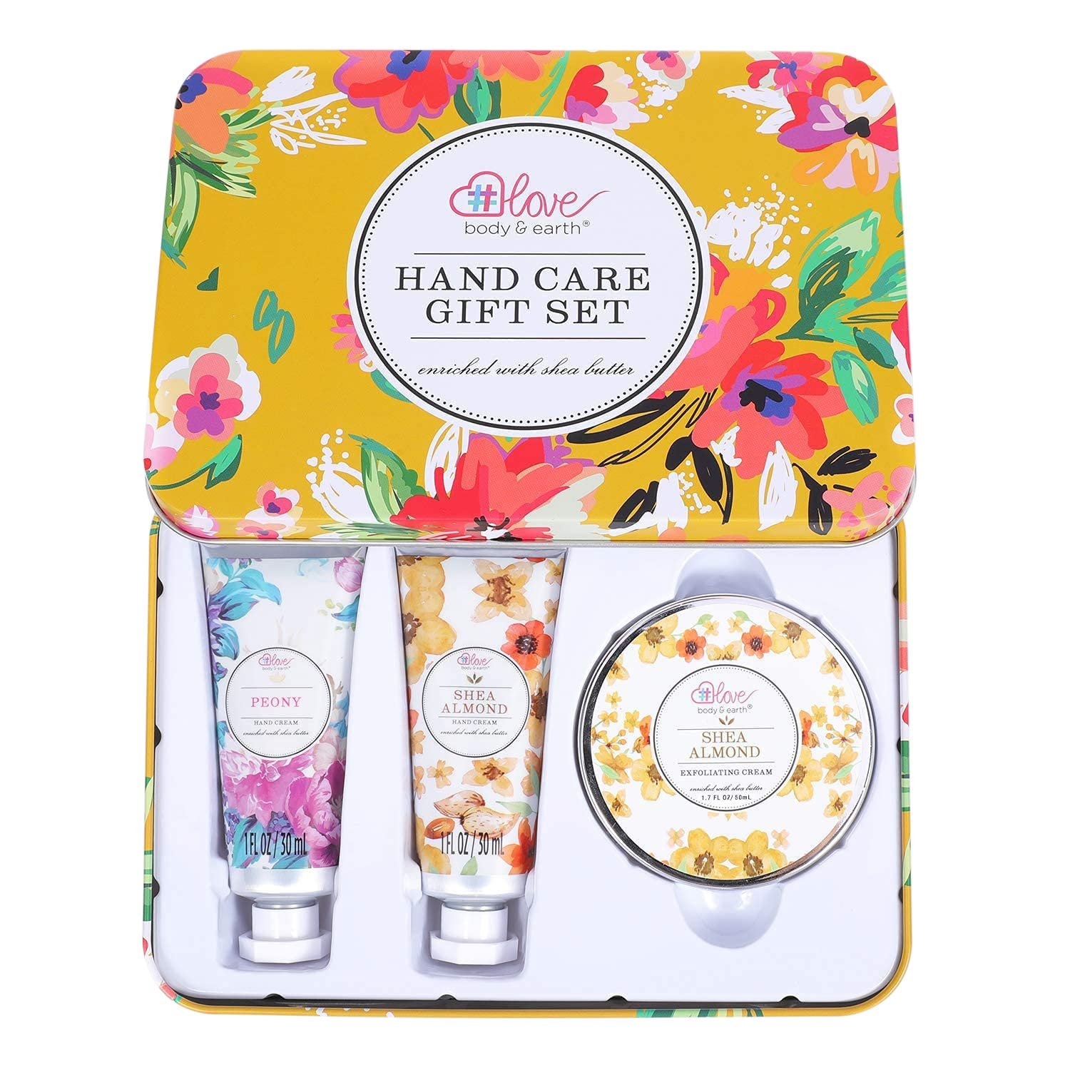 BODY & EARTH # LOVE Hand Cream Gifts Set for Women,Mothers Day Gifts for Mom,Teacher Appreciation Gifts,Nurses Week Gift,Hand Care Set with 2 Hand Cream & Exfoliating Cream,Hand Lotion Travel Size