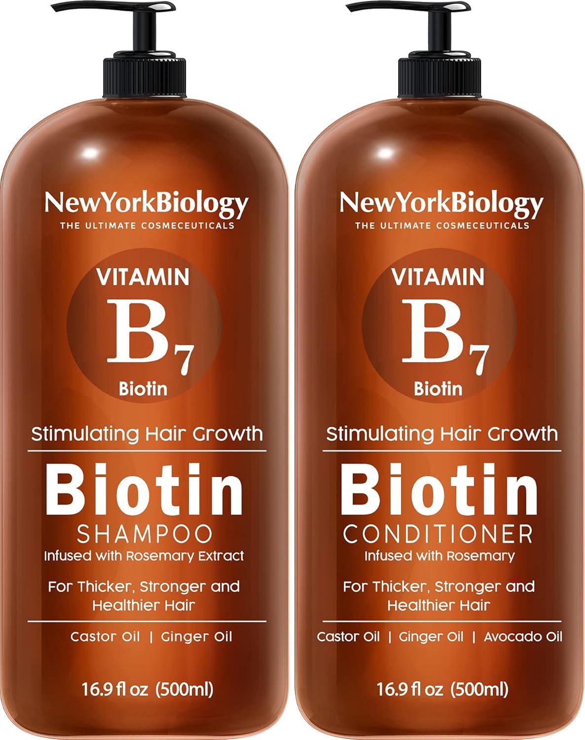 New York Biology Biotin Shampoo and Conditioner Set for Hair Growth and Thinning Hair – Thickening Formula for Hair Loss Treatment – For Men & Women – Anti Dandruff – 16.9 Fl Oz