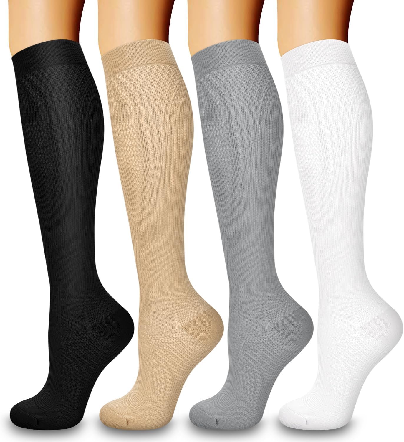 4 Pairs Compression Socks for Women and Men-Circulation Best Support Socks for Running,Athletic,Cycling