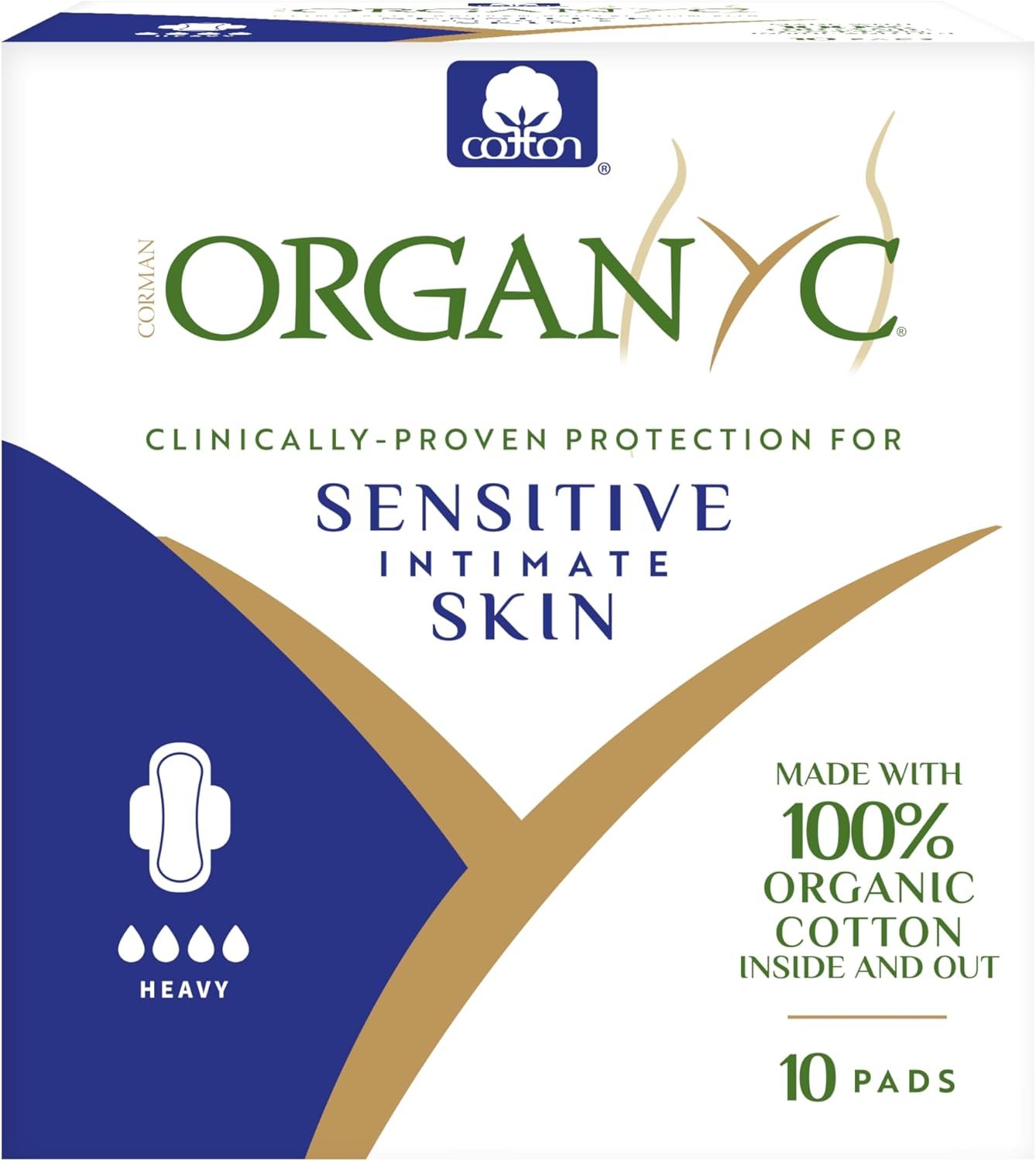 Organyc – 100% Certified Organic Cotton Feminine Pads – Heavy Flow, 10 Count (Pack of 1) (B003ART1JG)