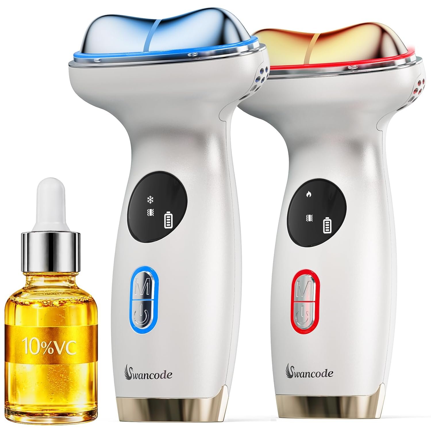 Cold & Heat Red Light Therapy with Serum – 7-in-1 LED Face Sculpting Tool for Depuffing, Sculpting, Lifting, Hot Electric Gua Sha & Cold Depuffing Wand for Face, Neck & Eye Area, Face&Neck Massager