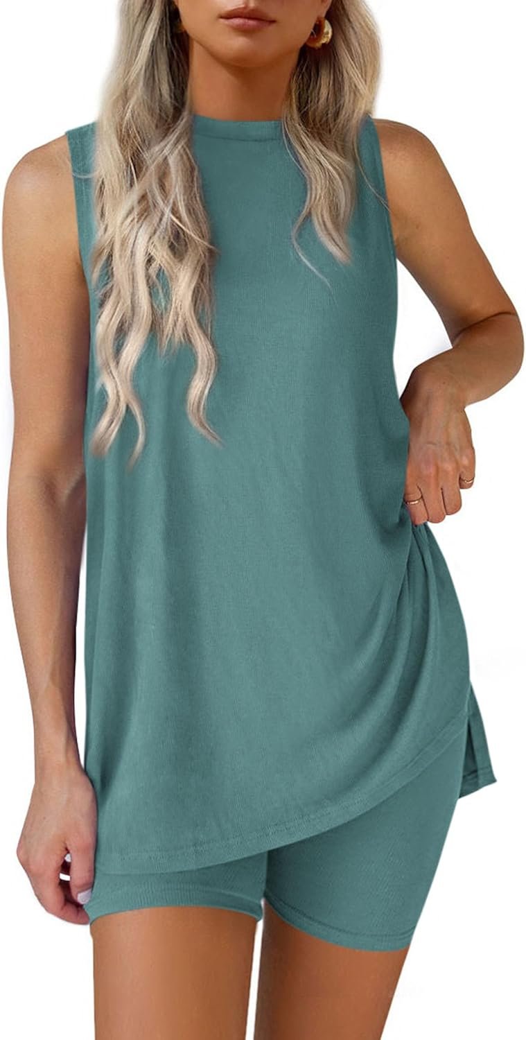 PRETTYGARDEN 2 Piece Sets for Women 2026 Summer Matching Lounge Shorts Set Resort Airport Travel Loungewear Outfits Clothing