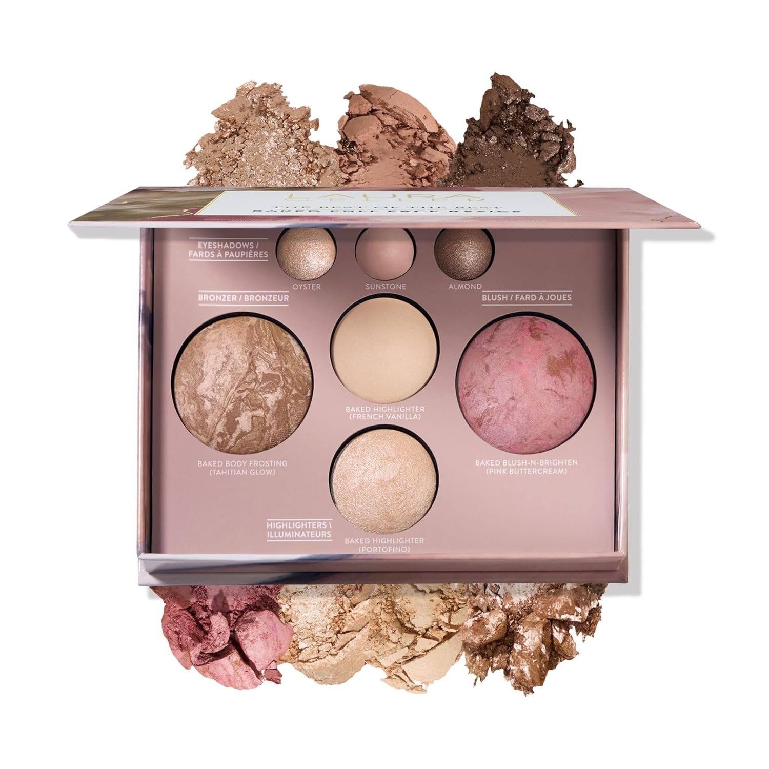 LAURA GELLER NEW YORK Best of the Best Baked Palette – 7-in-1 Full Face Palette – Bronzer, Blush, 2 Highlighters & 3 Eyeshadows – Crease-Proof, Handmade in Italy – Travel-Friendly