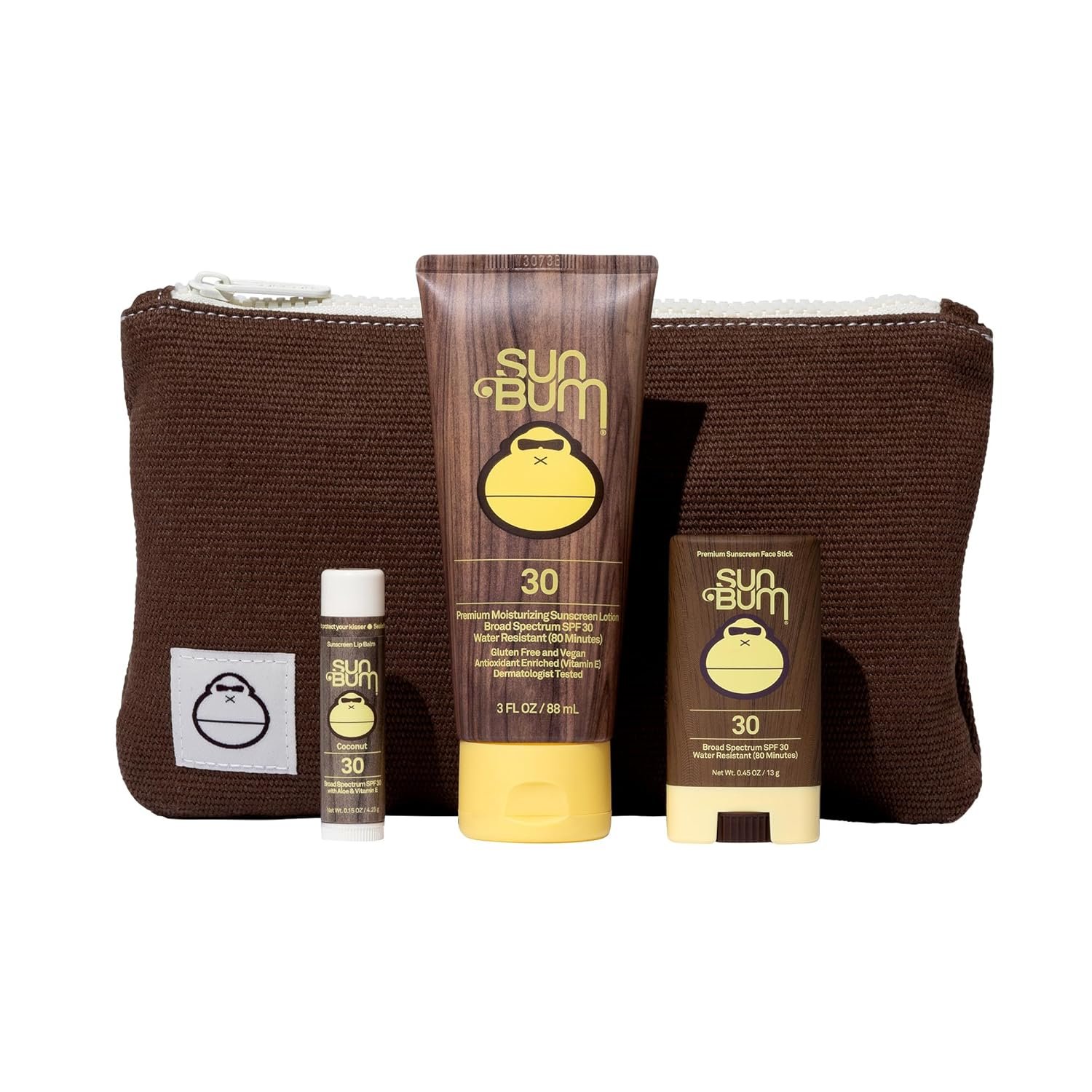 Sun Bum Road Tripper – Travel Sized Sun Care Pack with Sunscreen Lotion, Face Stick, and Lip Balm – SPF 30 Broad Spectrum UVA/UVB Protection – Hawaii 104 Act Compliant – TSA Friendly