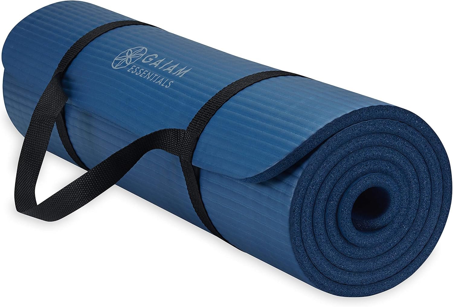Gaiam Essentials 2/5″ Thick (10mm) Yoga & Pilates, Fitness & Exercise Mat with Easy-Cinch Carrier Strap Cusion Support For Fitness and Gym Workouts