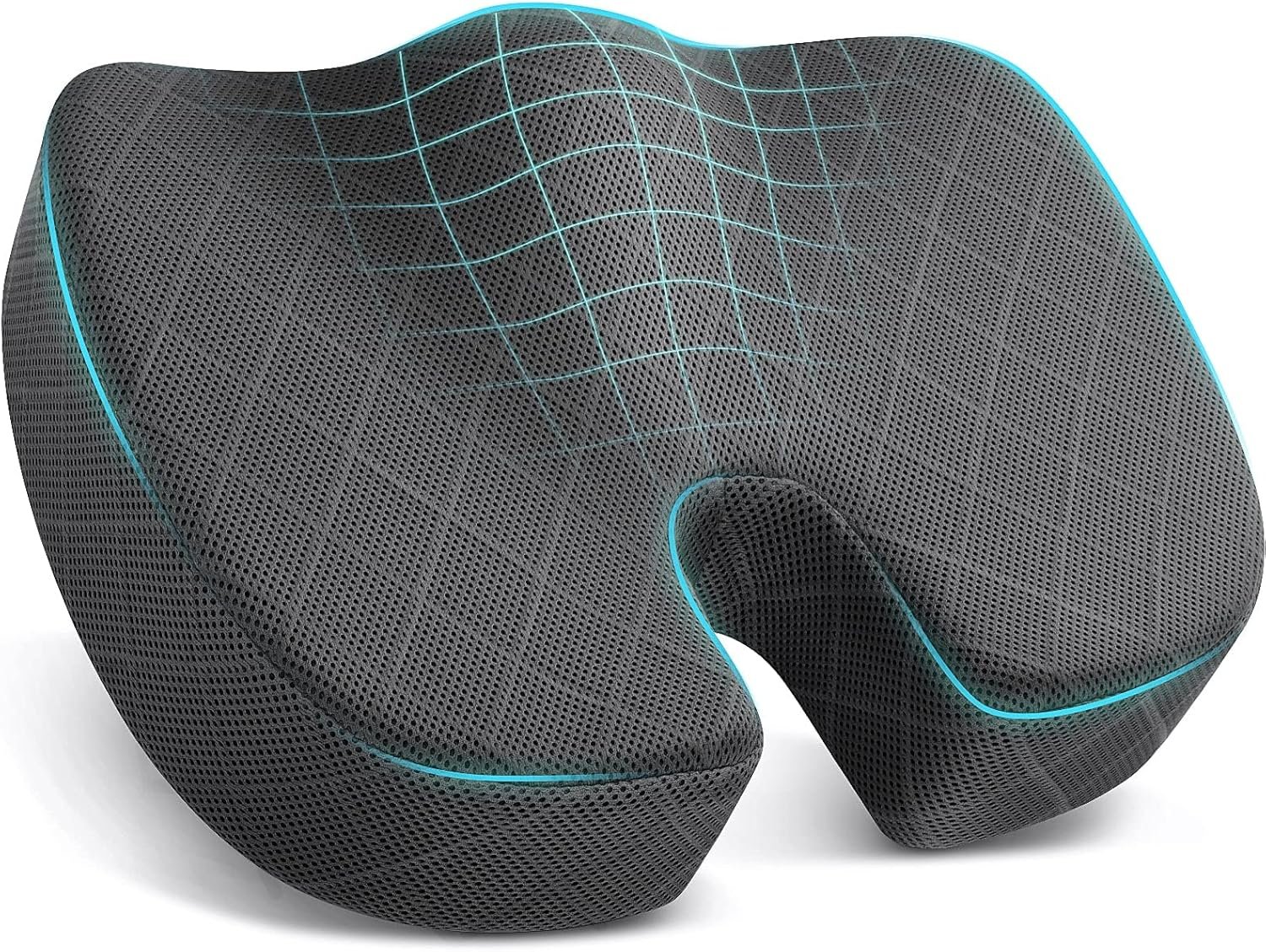 TushGuard Seat Cushion – Memory Foam Cushion for Office Chair, Car Seat, Airplane, Bleacher – Sciatica & Hip & Coccyx Pain Relief Desk Chair Cushion for Long Sitting Office Workers, Car Drivers