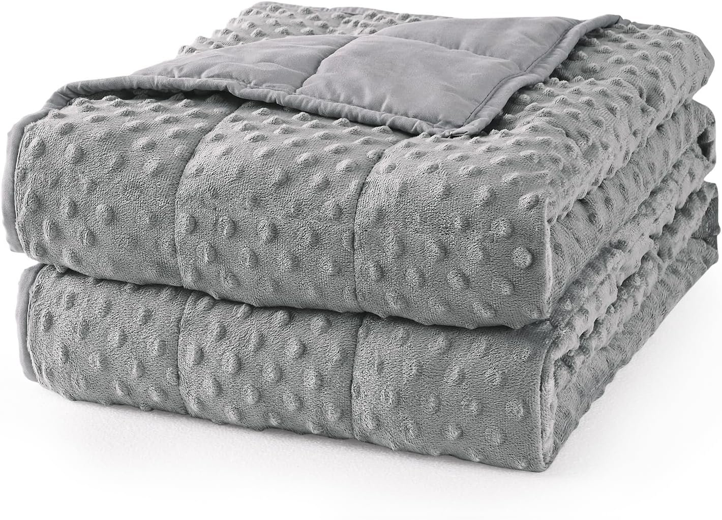 Mr. Sandman Weighted Blanket for Adults, Minky Dots Heavy Blanket for Woman, Man Sleeping and Calm, Soft and Cozy Weighted Throw Blankets, Machine Washable, 48 x 72in, 12 lbs, Grey