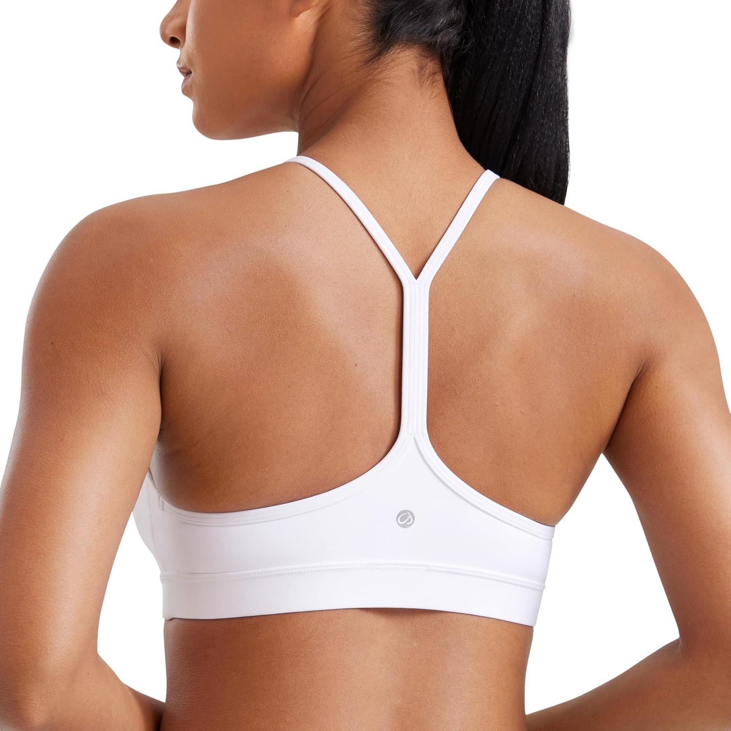 CRZ YOGA Butterluxe Y Back Sports Bras for Women – Padded Racerback Low Impact Spaghetti Thin Strap Workout Yoga Top