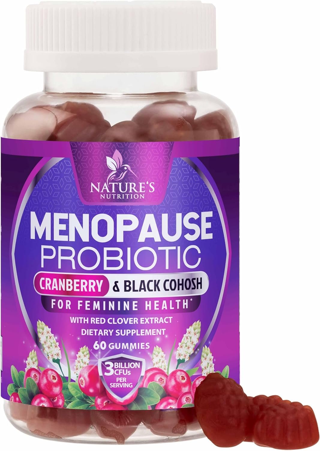 Menopause Supplement Gummies – Complete Women’s Probiotics Gummy Supplements – Advanced Menopause Relief for Women with Black Cohosh & Cranberry – Mild Hot Flashes & Night Sweats Support – 60 Gummies