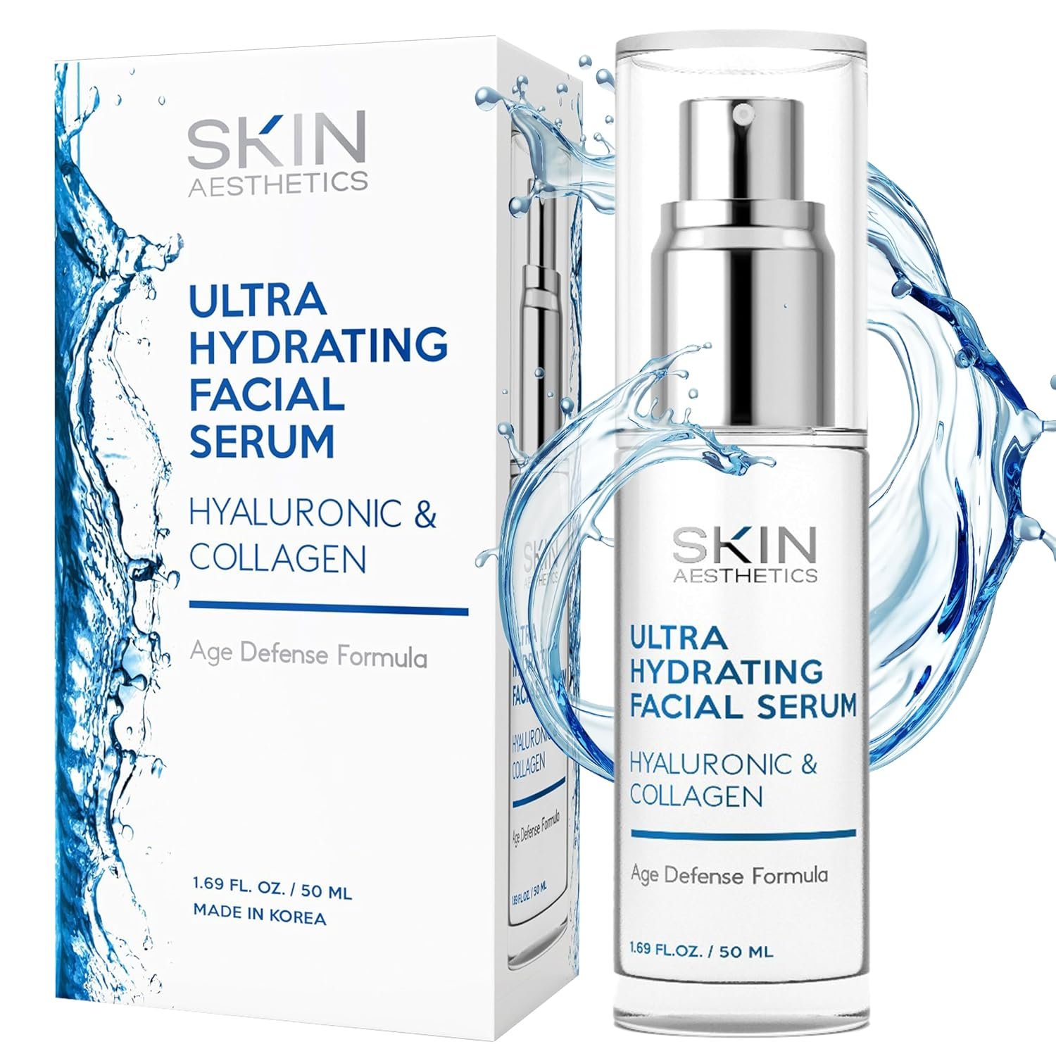 Skin Aesthetics Hyaluronic Acid Serum for Face – Dermatologist Tested – with Collagen for Anti-Aging, Ultra Hydrating, Fine Lines, Wrinkles & Acne Scar Treatment – Clean Beauty, Korean Skincare