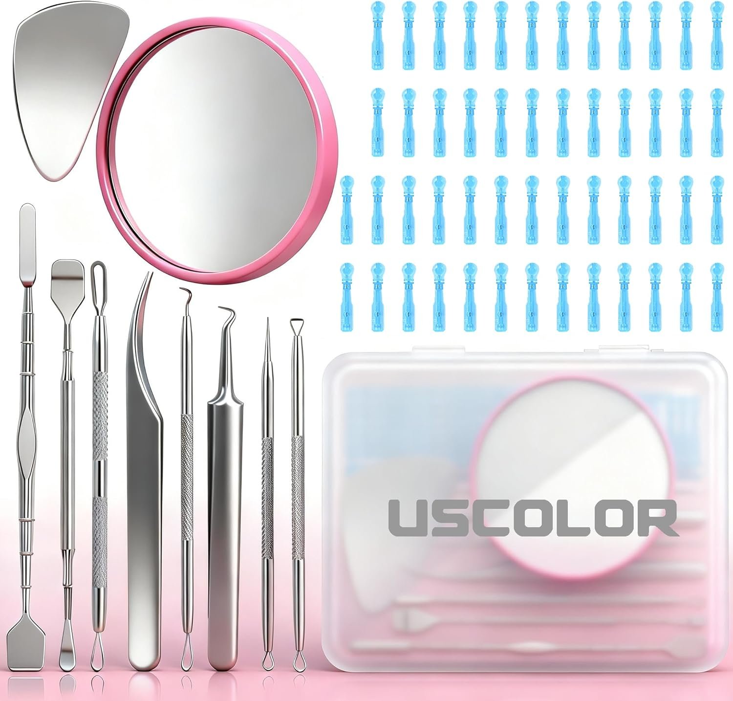 60PCS Pimple Popper Tool Kit, Professional Blackhead Remover for Face, Stainless Steel Pimple Extractor Set, Blackhead Remover Tweezers for Acne, Whitehead, and Blemish Treatment