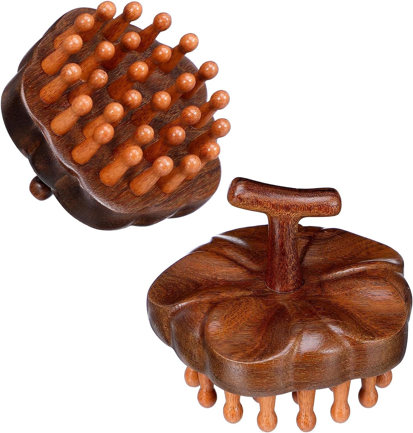 ElevateTech Wooden Scalp Massager Comb for Promote Hair Growth, Natural Wooden Hair Brush Portable Handheld Head Gua Sha Brush Round Anti-Static Head Massage Tool for Men Women Spa