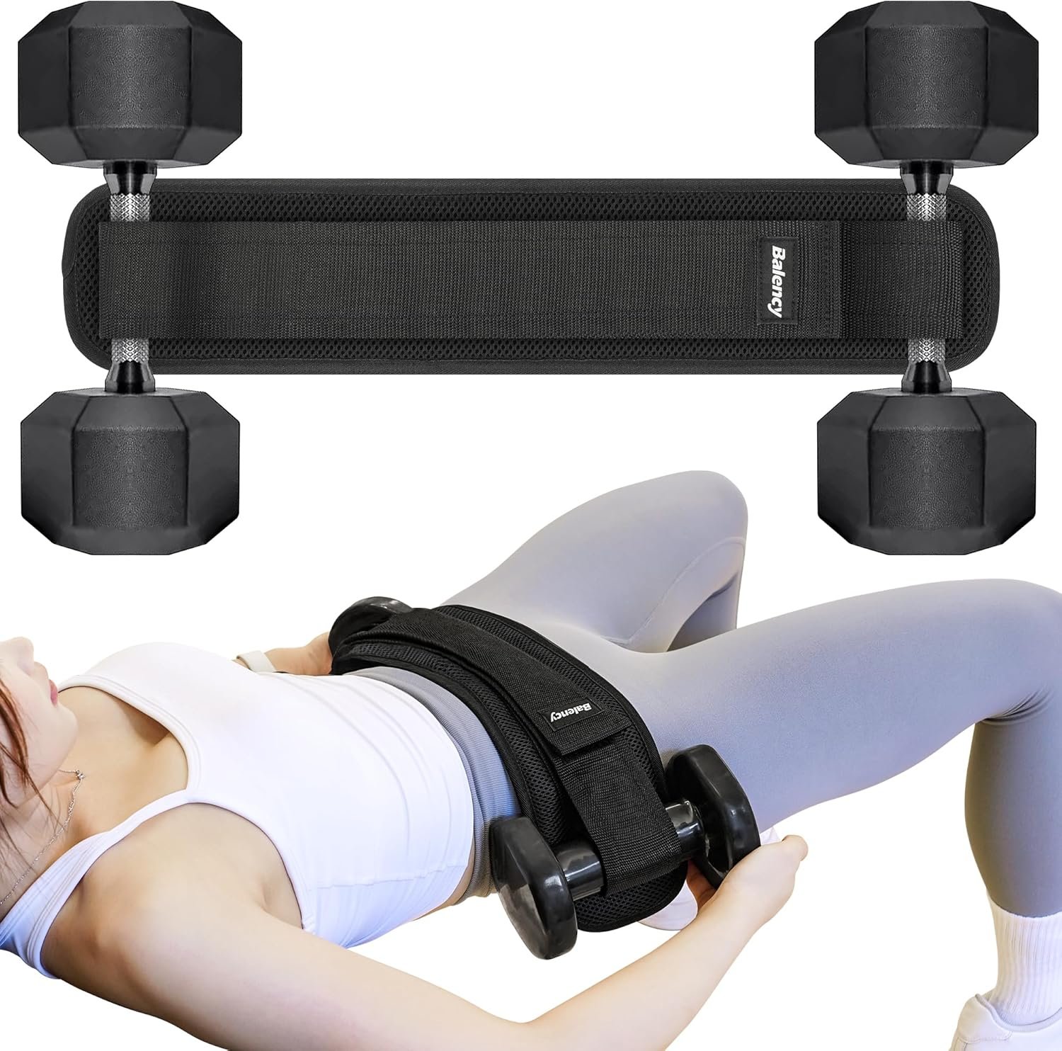Hip Thrust Belt, Balency Hip Thrust Belt for Dumbbells Heavy, Booty Belt for Hip Thrust, Slip-Resistant Padding Hip Thrust Belt for Gym or Home Workouts, Hip Thrust Band for Dumbbell Kettlebell Plate