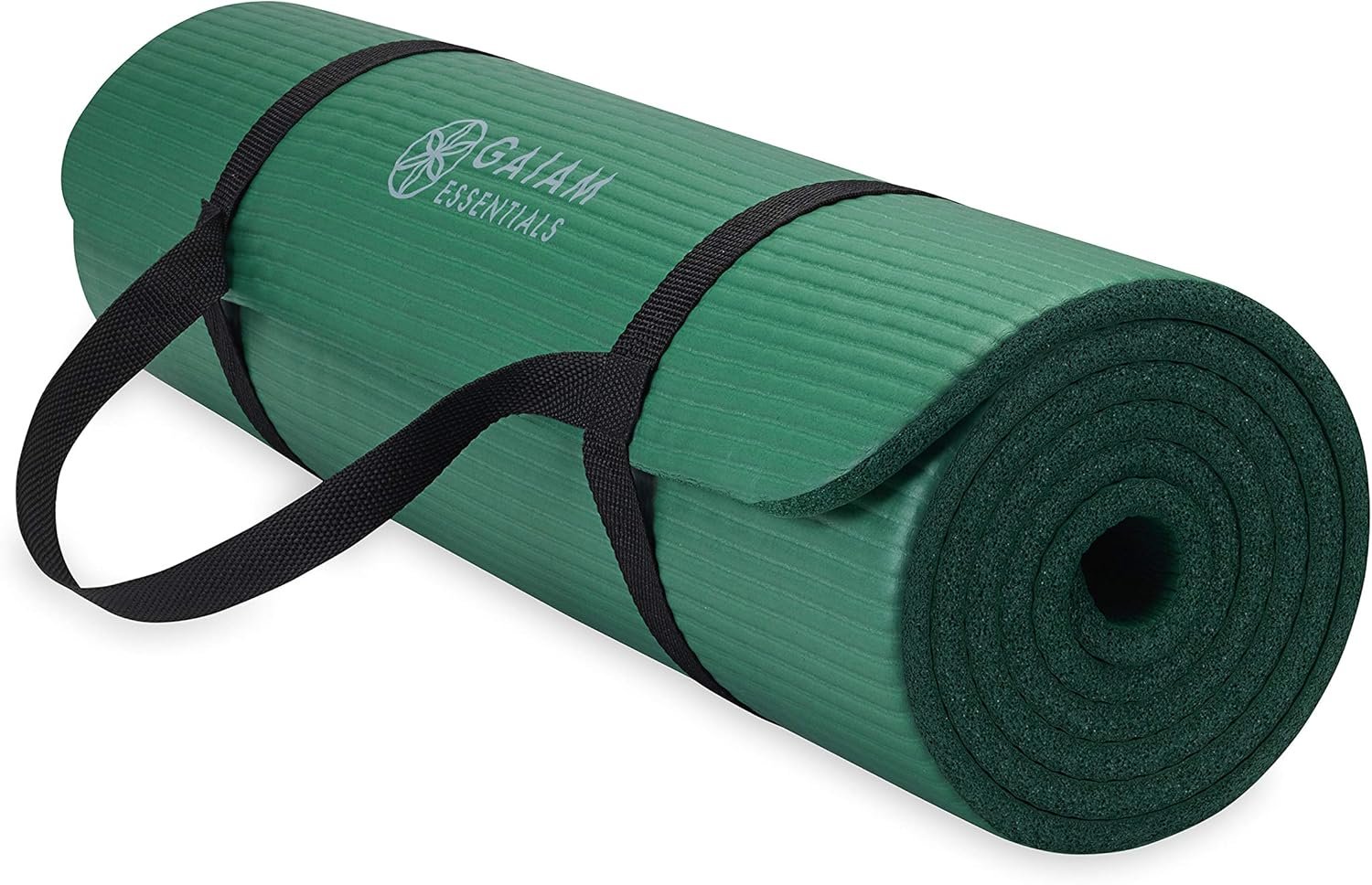 Gaiam Essentials 2/5″ Thick (10mm) Yoga & Pilates, Fitness & Exercise Mat with Easy-Cinch Carrier Strap Cusion Support For Fitness and Gym Workouts
