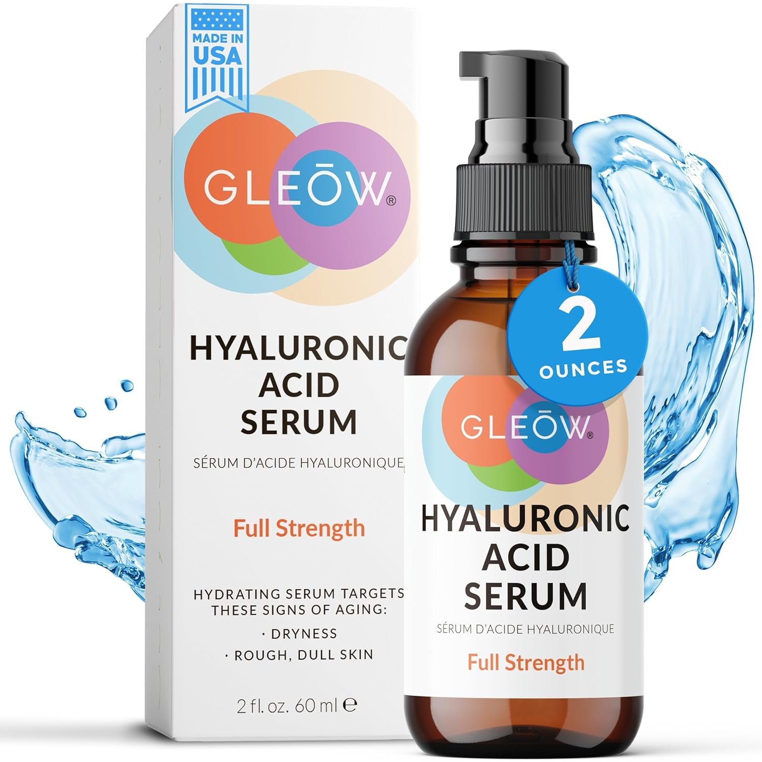 GLEOW New 2024 Pure Hyaluronic Acid Serum for Face – Hydrating Serum for Women – Hyaluronic Acid Pure Face Serum for Women – Face Serum for Dry Skin with Dark Spots 2oz