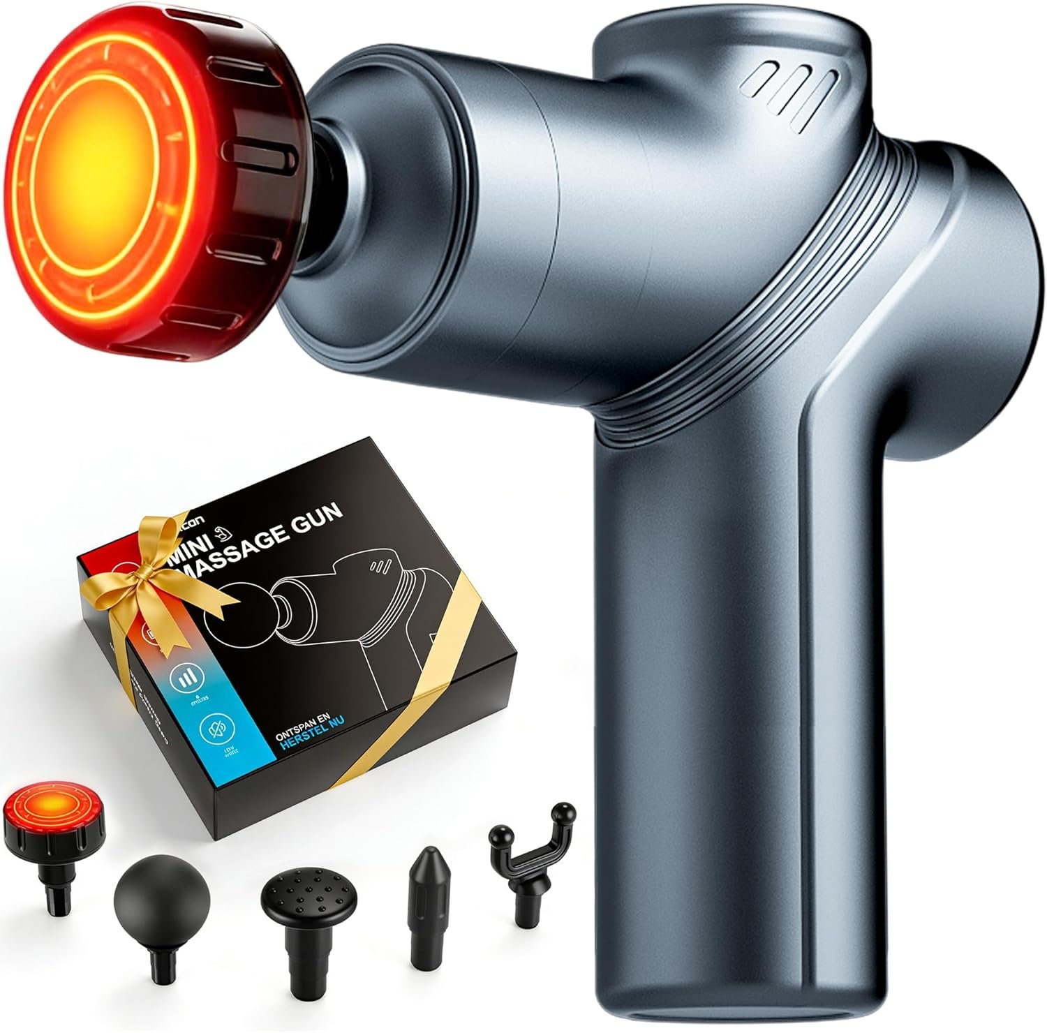 LEERCON Massage Gun with Heat, Deep Tissue Back Massager for Pain Relief, Mini Muscle Percussion Massage Gun, Fathers Day Dad Gifts Birthday Gifts for Men Women Home, Office & Travel, Blue