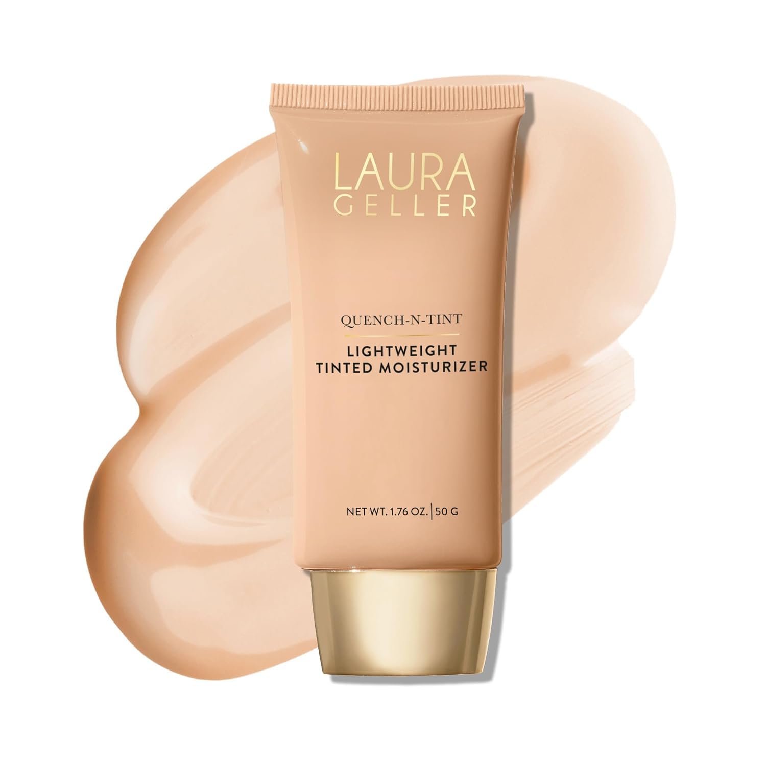 LAURA GELLER NEW YORK Quench-n-Tint Tinted Moisturizer – Sheer to Light Buildable Coverage – Natural Glow Finish – Lightweight Formula with Hyaluronic Acid, 01 Porcelain/Fair