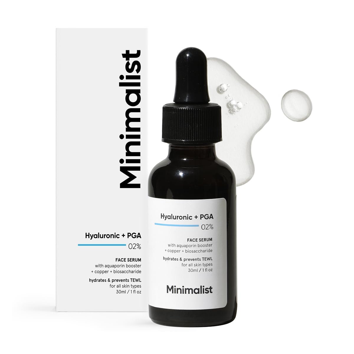 Minimalist Hyaluronic Acid Serum for Multi Depth Hydration, Glow & Lesser Fine Lines | For Plumper & Smoother Skin | For Women & Men | For all Skin Types | 1 Fl Oz / 30 ml