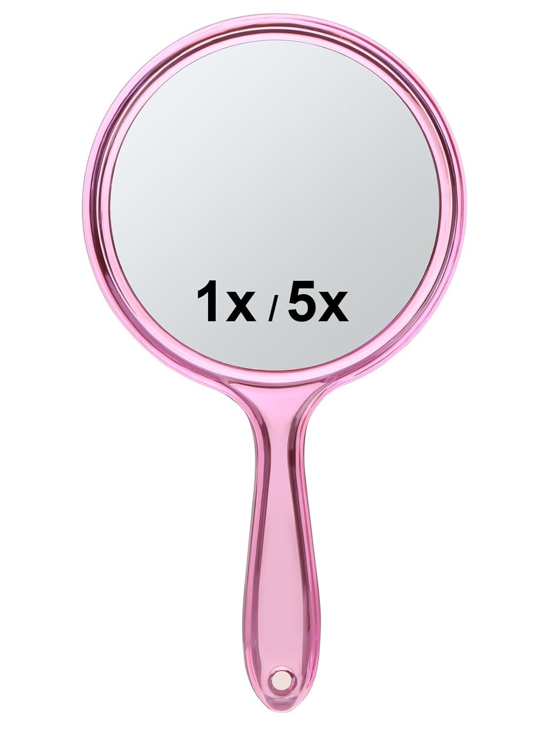 Macaki Handheld Mirror with Handle, 10.5 x 5.7 inches, Double-Sided 1X/5X Magnification Travel Makeup Mirror for Women, Pink