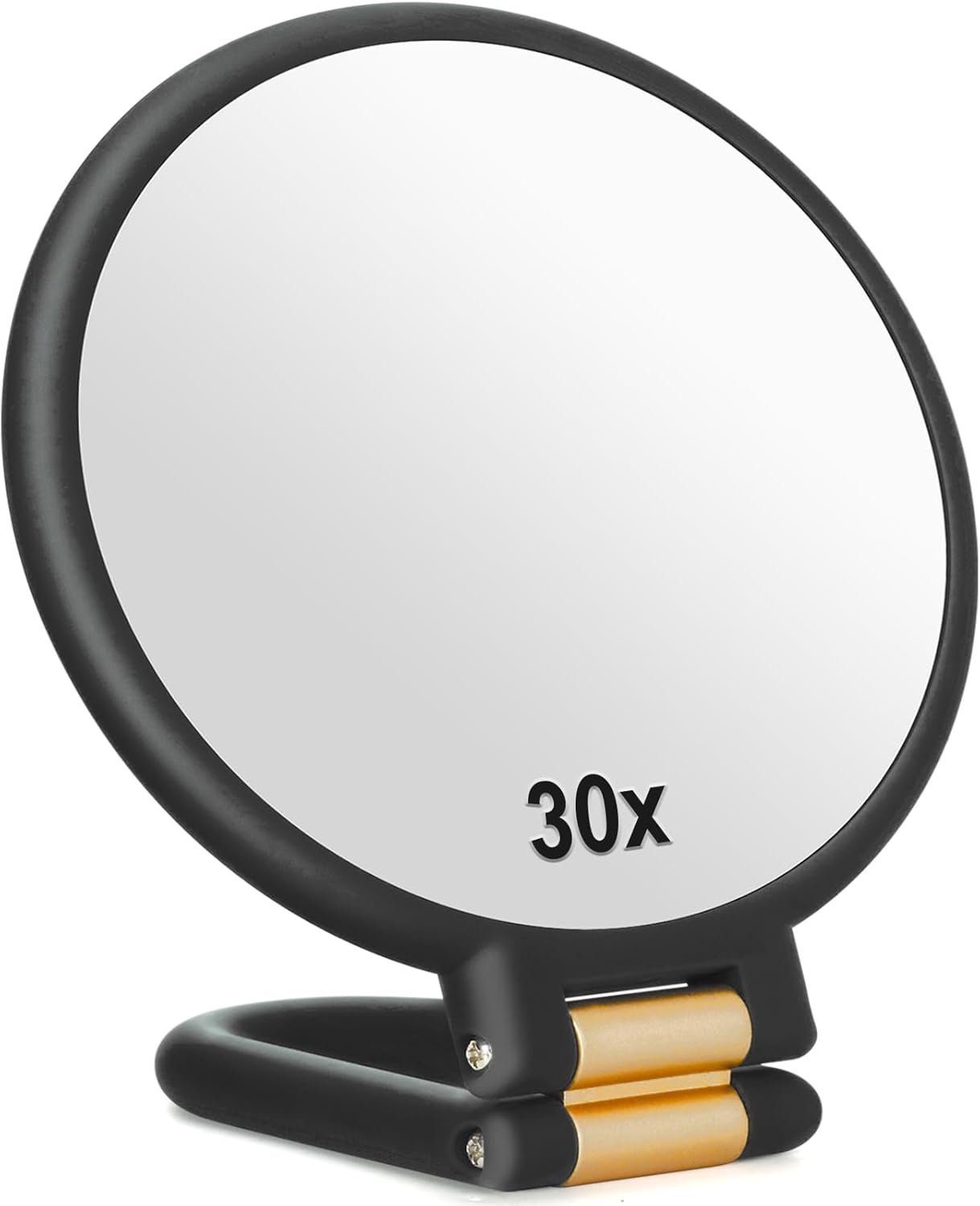 Sifolo 30x Magnifying Mirror, Travel Hand Mirrors with Handle – Double Side Handheld Mirror with 1X 30X Magnification & Adjustable Handle/Stand, Hand Held Foldable Travel Mirror for Makeup(Black)
