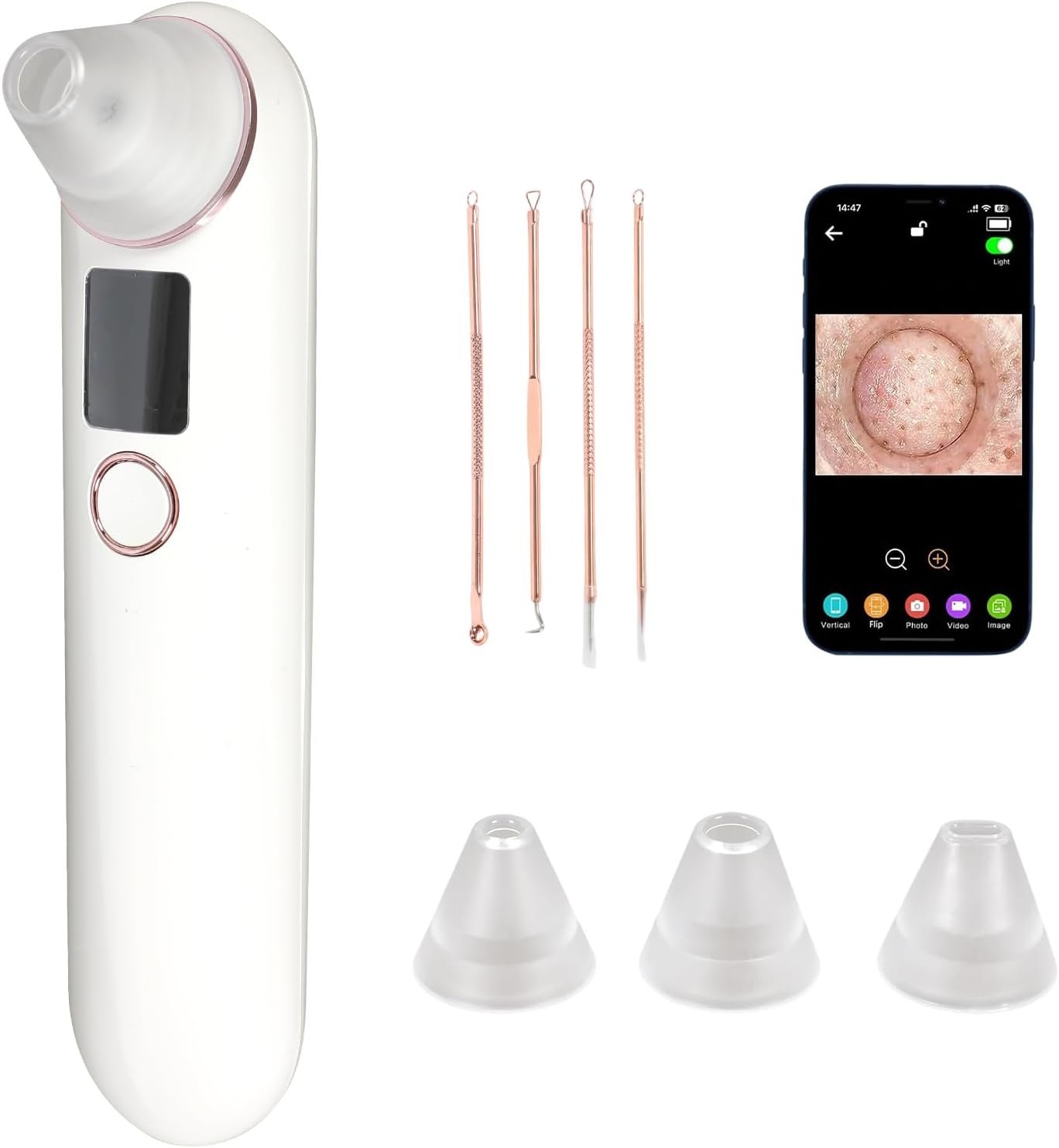 2026 Upgrade Pore Vacuum with Camera for, USB Rechargeable Blackhead Remover Pore Vacuum, Blackhead Remover for Face with 3 Attachments & 3 Suction Levels, Face Vacuum Pore Cleanser for Women & Men