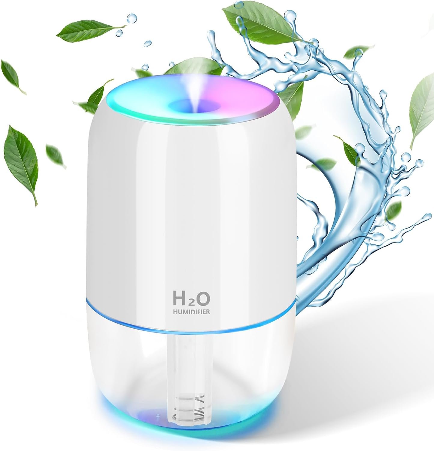 Mini Humidifiers for Bedroom, 200ml Small Humidifier for Home Plant, Room Humidifiers for Bedroom Auto Shut-off Top Fill Humidifier for Car Office Desktop, White