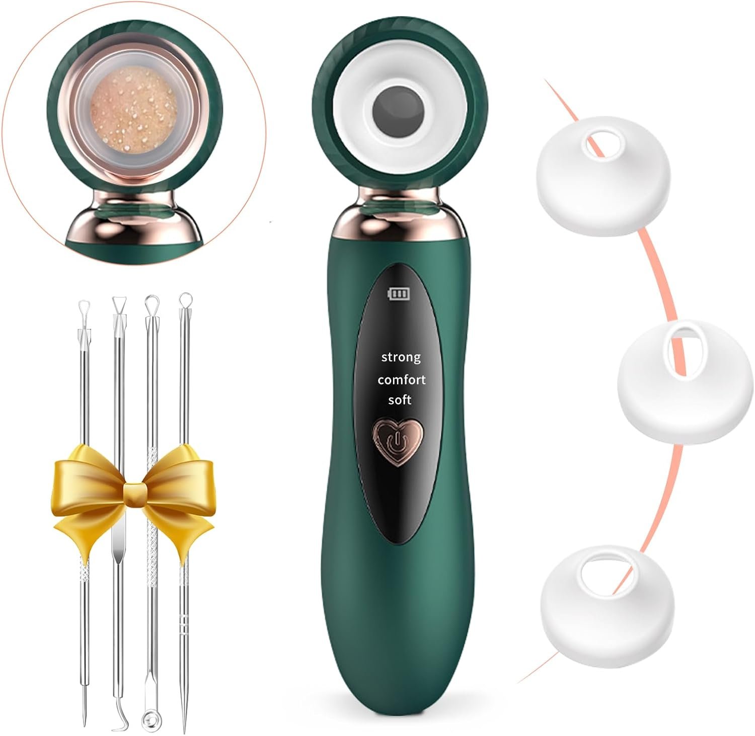 2025 Blackhead Remover Pore Vacuum, Visual Rechargeable Blackhead Vacuum Facial Pore Cleaner-3 Suction Soft Silicone,3 Probes,USB Kit Electric Acne Extractor Tool for Adult