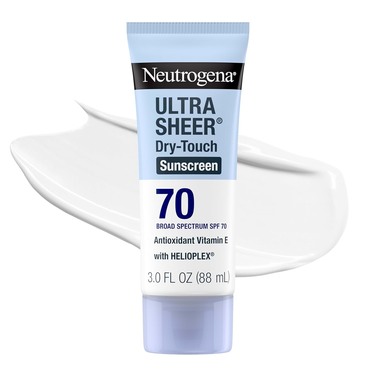 Neutrogena Ultra Sheer Dry-Touch Sunscreen Lotion SPF 70, Broad Spectrum, Water Resistant 80 Min, Oil-Free, Oxybenzone-Free, Non-Comedogenic, Matte Finish, Body Sunscreen, Travel Size 3 Fl Oz