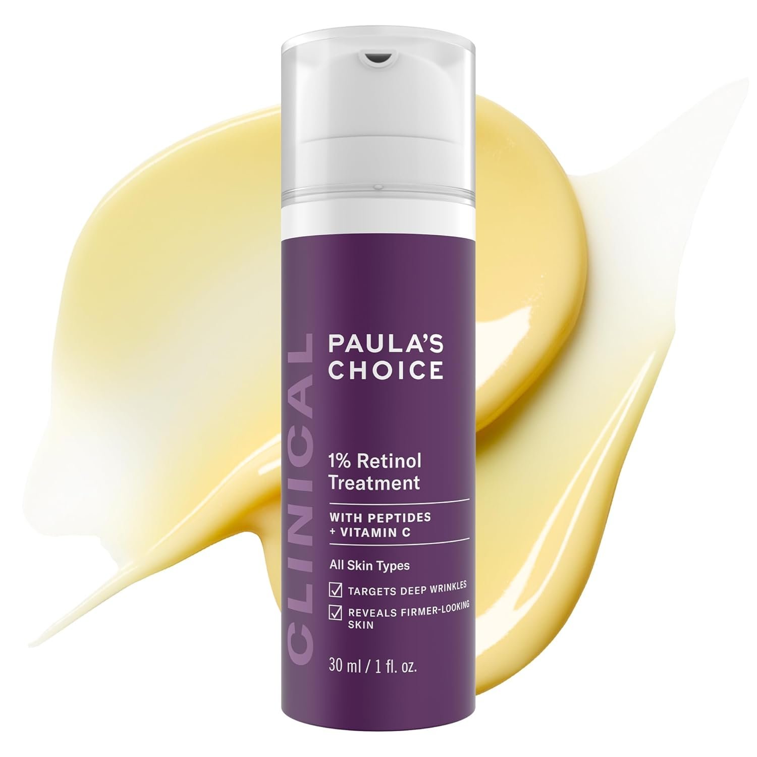 Paula’s Choice CLINICAL 1% Retinol Face Treatment with Peptides, Vitamin C & Licorice Extract, Anti-Aging Skin Care Serum, Fine Lines & Wrinkles, Fragrance Free
