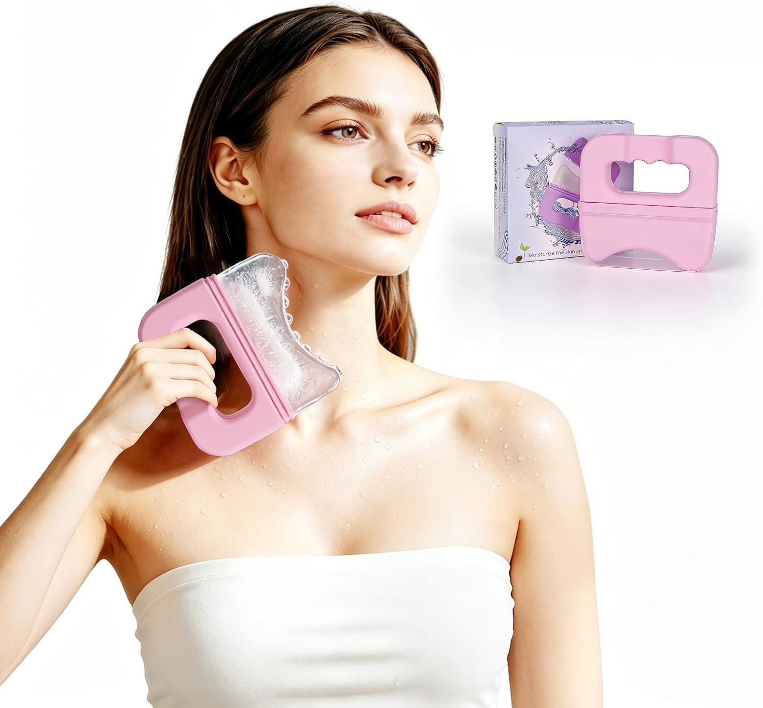 Ice Rollers for Face & Eye & Neck-Handheld Ice Face Roller Massager Extra Large Silicone Ice Roller Skin Care Tool, Naturally Conditioning & Skin Care Soothes Sore Muscles,Gifts for Women-Pink
