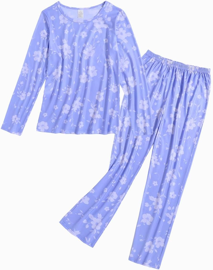 VENTELAN Women Pajamas Cute Christmas Bear Sleepwear Long Sleeve Stripes Loungewear