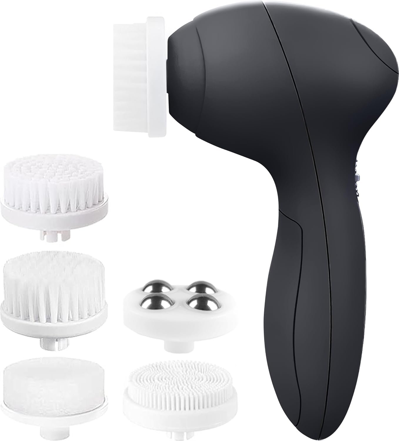 Facial Cleansing Brush Face Scrubber Exfoliating Cleaning Skin Care Cleanser Wash Women Girls Electric Beauty Powered Exfoliator Skincare Spin Tools Scrub Washer Self Care by VISOFO (Onyx)