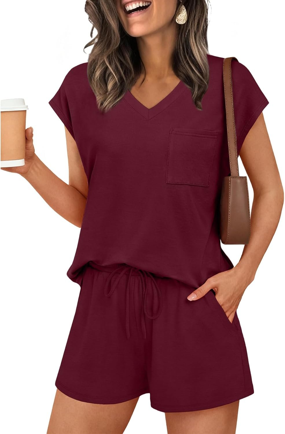 RUMIA Lounge Sets for Women 2 Piece Cap Sleeve Pajamas Short Sets with Pockets (S-3XL)