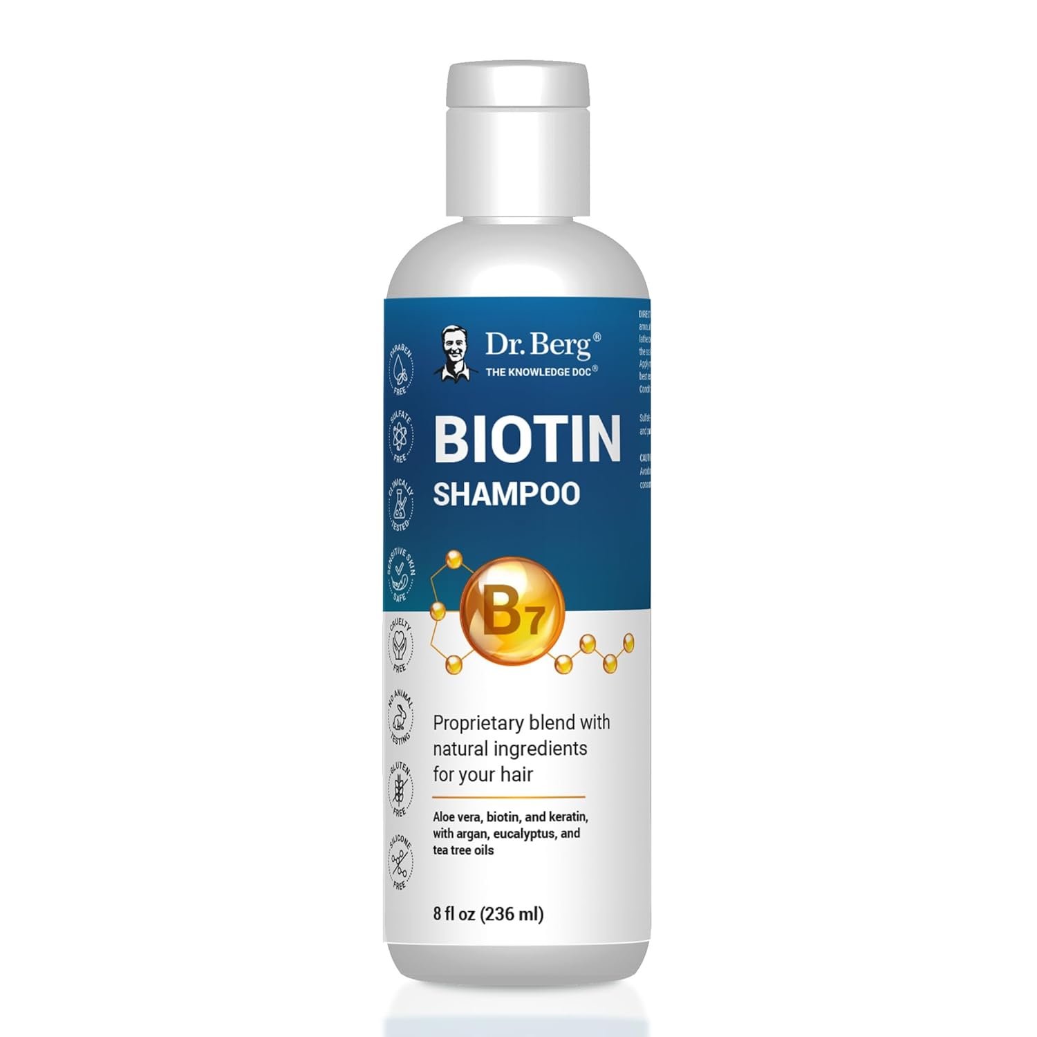 Dr. Berg Biotin Shampoo for Men & Women (Improved High-Performance Formula) – Independently Tested & Certified Paraben- Sulfate- & Silicone-Free – Infused w/Biotin, Argan Oil & Botanicals – 8 Fl oz