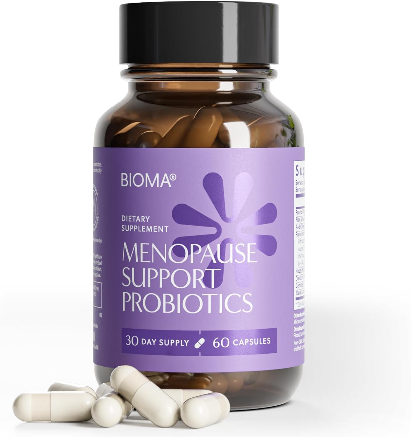 BIOMA Menopause Support Probiotics for Women – Hormone Free Hot Flash & Night Sweat Relief – Gut-Hormone Balance with Phytoestrogens, BB536, Delayed Release (60 Capsules – 30 Day Supply)