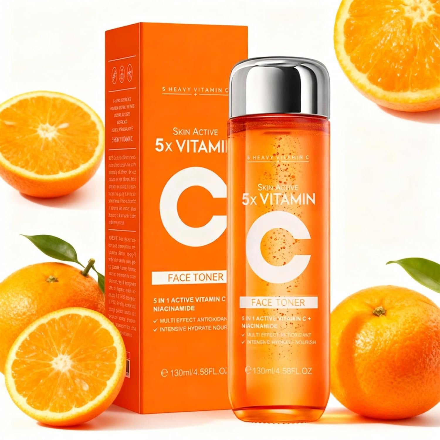 5X Vitamin C Face Toner 130ml, Korean Vitamin C Facial Care Toner for Women Anti Aging, Daily Hydrating Toner with Hyaluronic Acid to Improve Skin Texture, Enhance Glow (Vitamin C Toner)