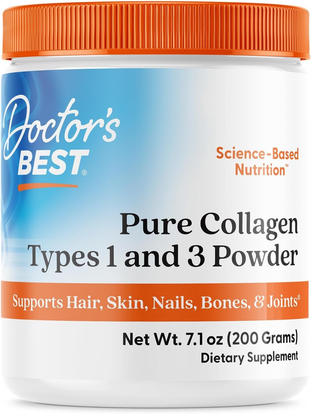 Doctor’s Best Pure Collagen Types 1 & 3, Promotes Healthy Skin Hair & Nails – Bone & Joint Support, 7.1 Ounce (Pack of 1)