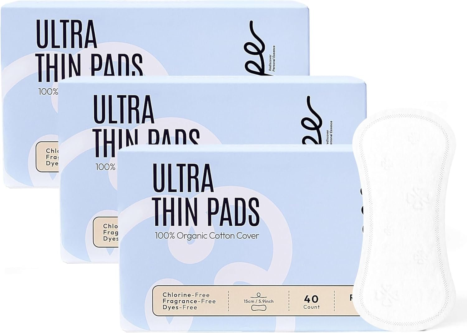 RPE Life Organic Cotton Panty Liners, 100% GOTS Breathable Daily Liners for Women with Sensitive Skin, Ultra Thin & Stay Fresh Chlorine-Free Pantiliners, 120 Count