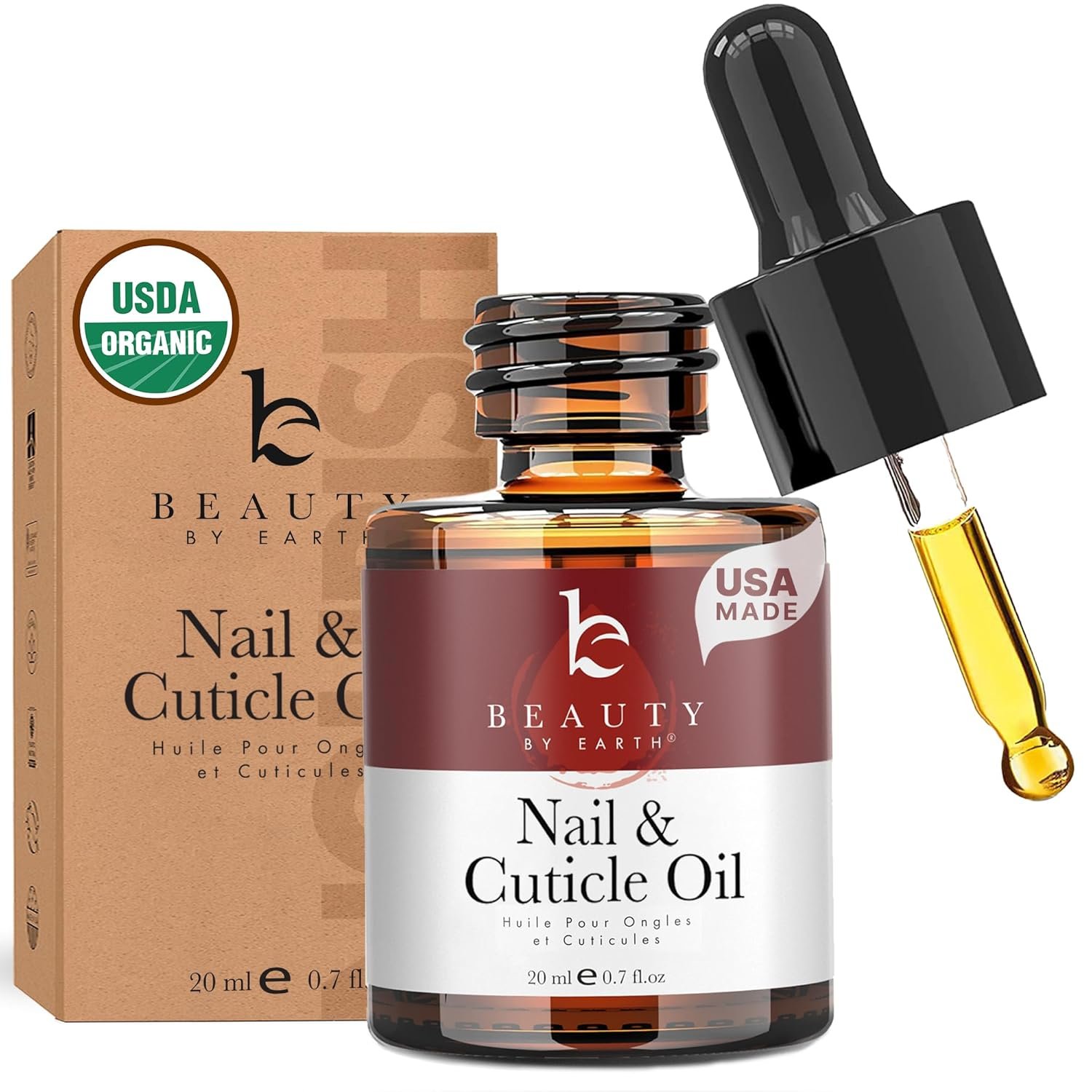 Organic Nail and Cuticle Oil – USA Made Nail Oil for Growth & Strength with Jojoba and Vitamin E, Repair for Damaged Nails & Cuticle Softener made with Natural Ingredients, Nails Care Products