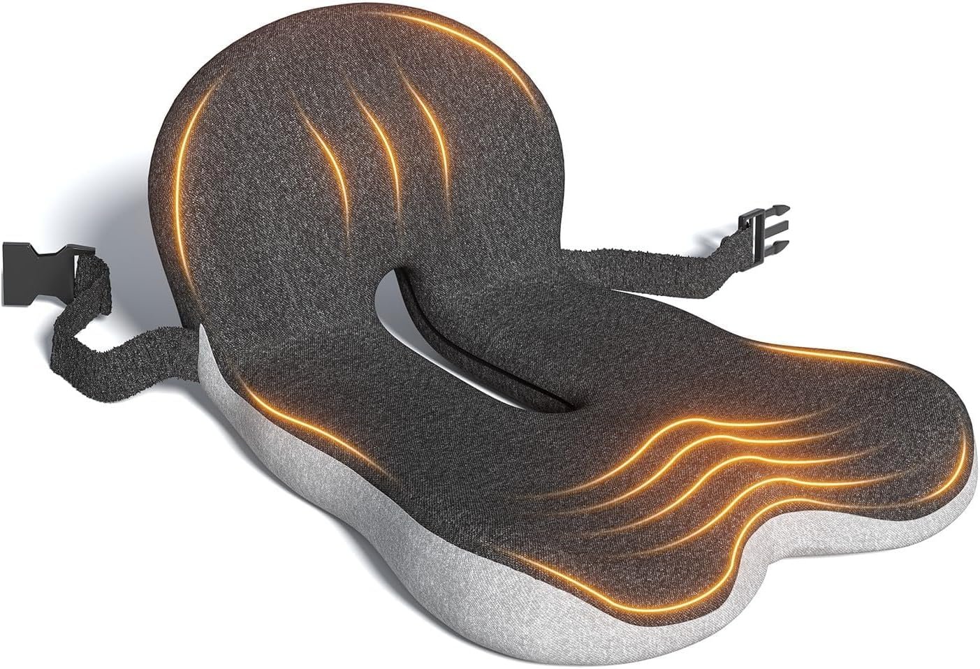 Office Chair Seat Cushion for Long Sitting Workers – L-Shaped Ergonomic Memory Foam with Tailbone Support & Adjustable Strap