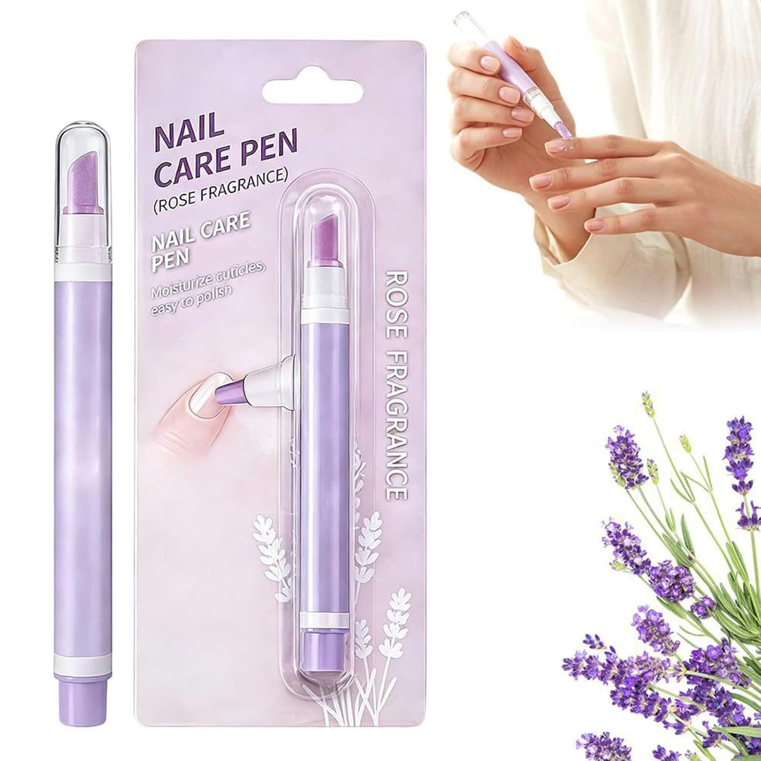 2-in-1 Cuticle Oil Pusher Pen, Ceramic Cuticle Remover, Portable Nail Oil Pen for manicure, Gentle Hangnail Remover for women