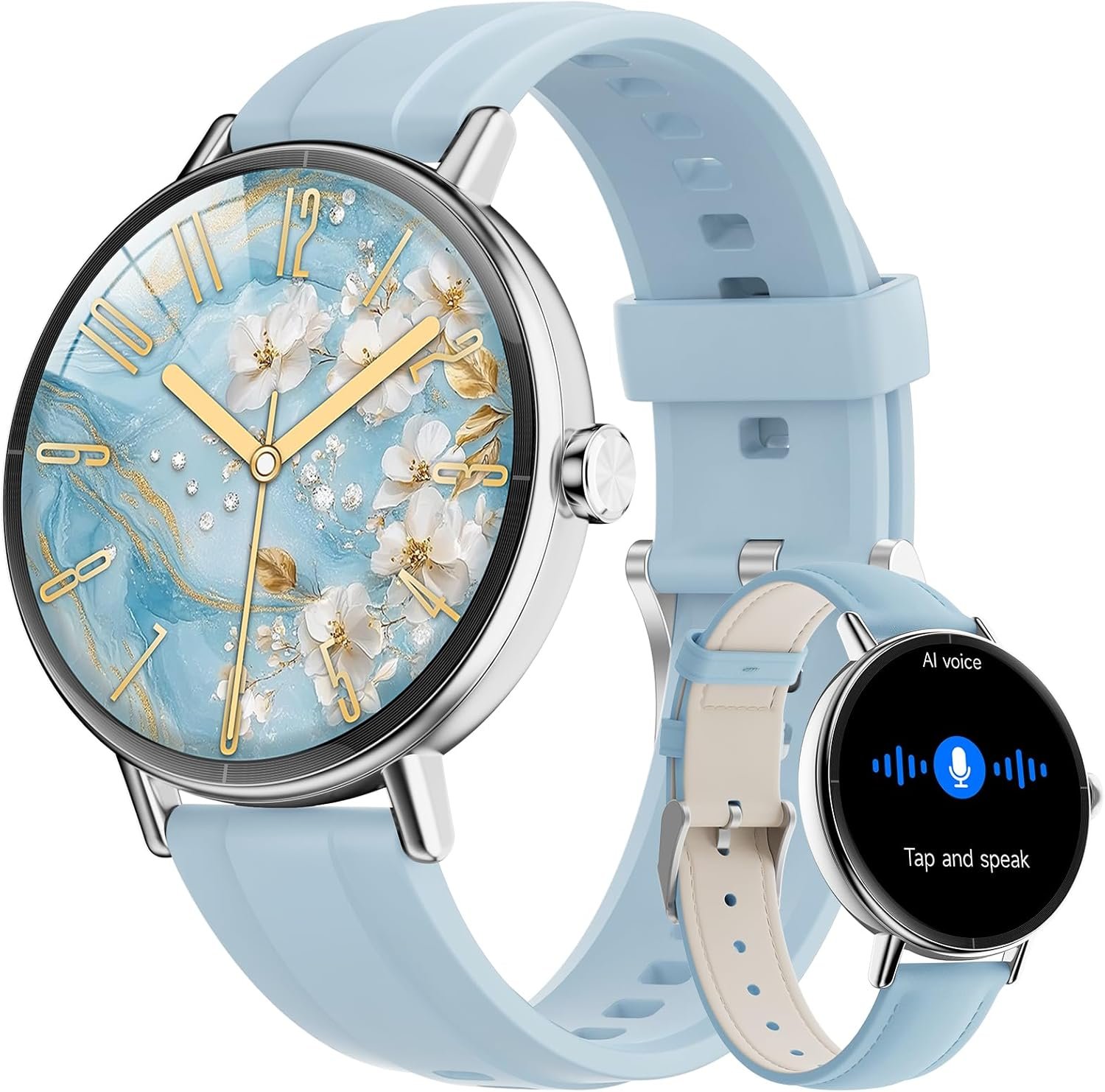 Smart Watches for Men Women,Smartwatch for iPhone/Samsung/Android,(Answer/Make Call),1.57″HD 43mm Fitness Tracker with Heart Rate/SpO2/Sleep Monitor,IP68 Waterproof,110+ Sport Mode,with 2 Bands