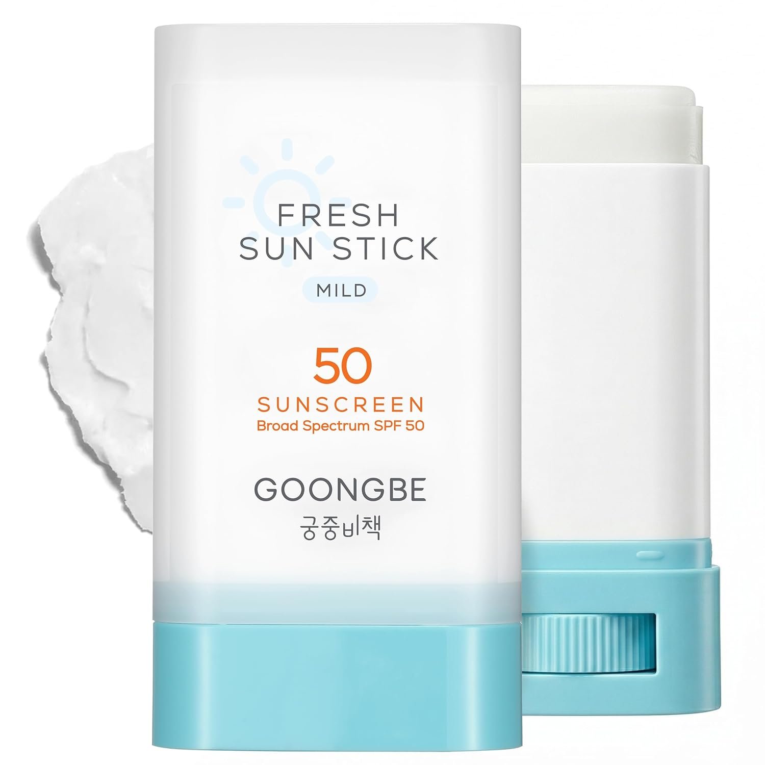 GOONGBE Fresh Sun Stick Mild SPF 50 – No White Cast Zinc Oxide Mineral Sunscreen Stick Balm – Non Greasy Soft Matte Finish – Travel Friendly for Babies, Kids & Adults – Vegan, Reef-Safe, 0.81oz.