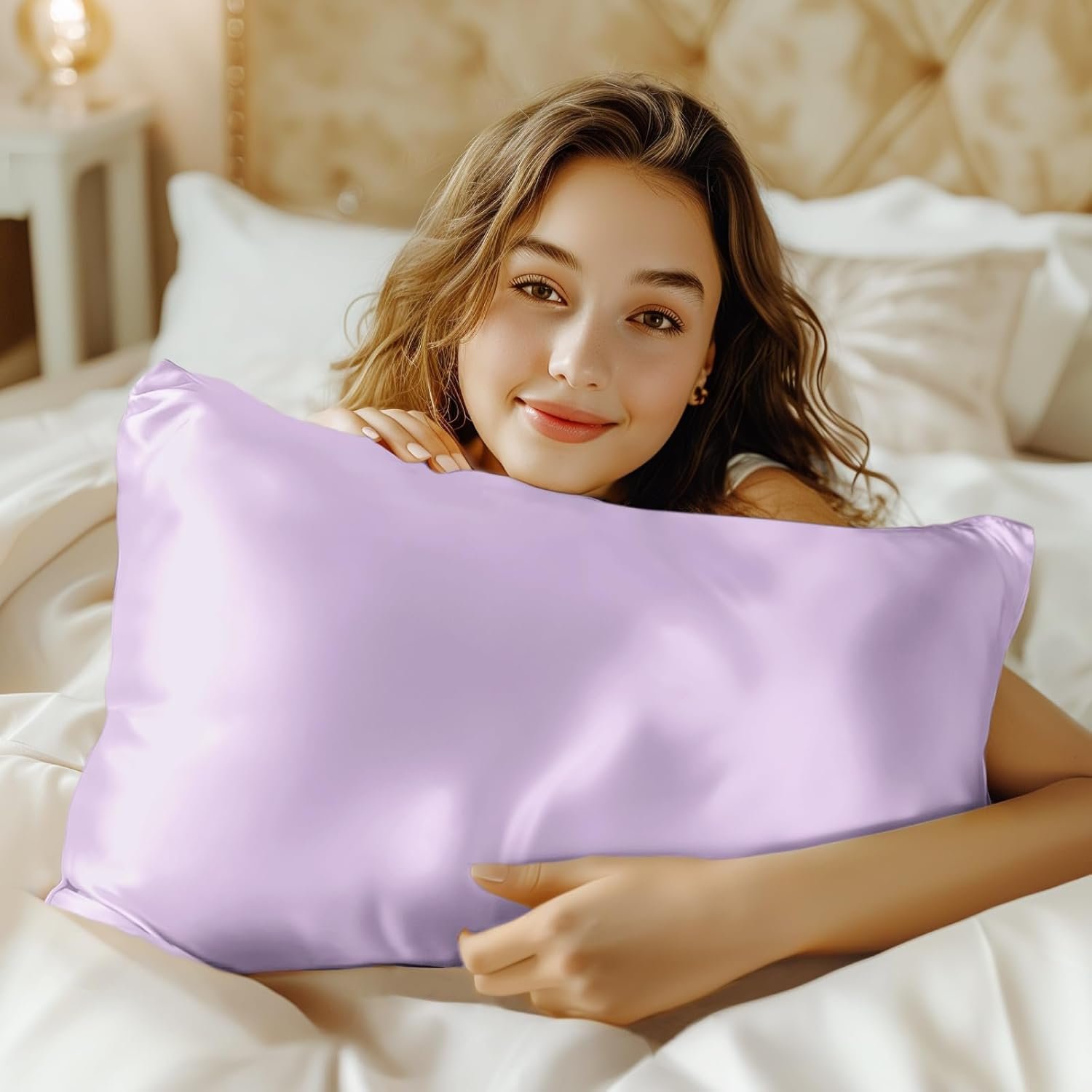 Mulberry Silk Pillowcase for Hair and Skin, Extraordinary Smooth and Soft Silk Pillow Case, Queen Size Pillowcase with Envelope Closure 20×30 Inches, Gift for Women and Men (Lavender, 1 Pack)