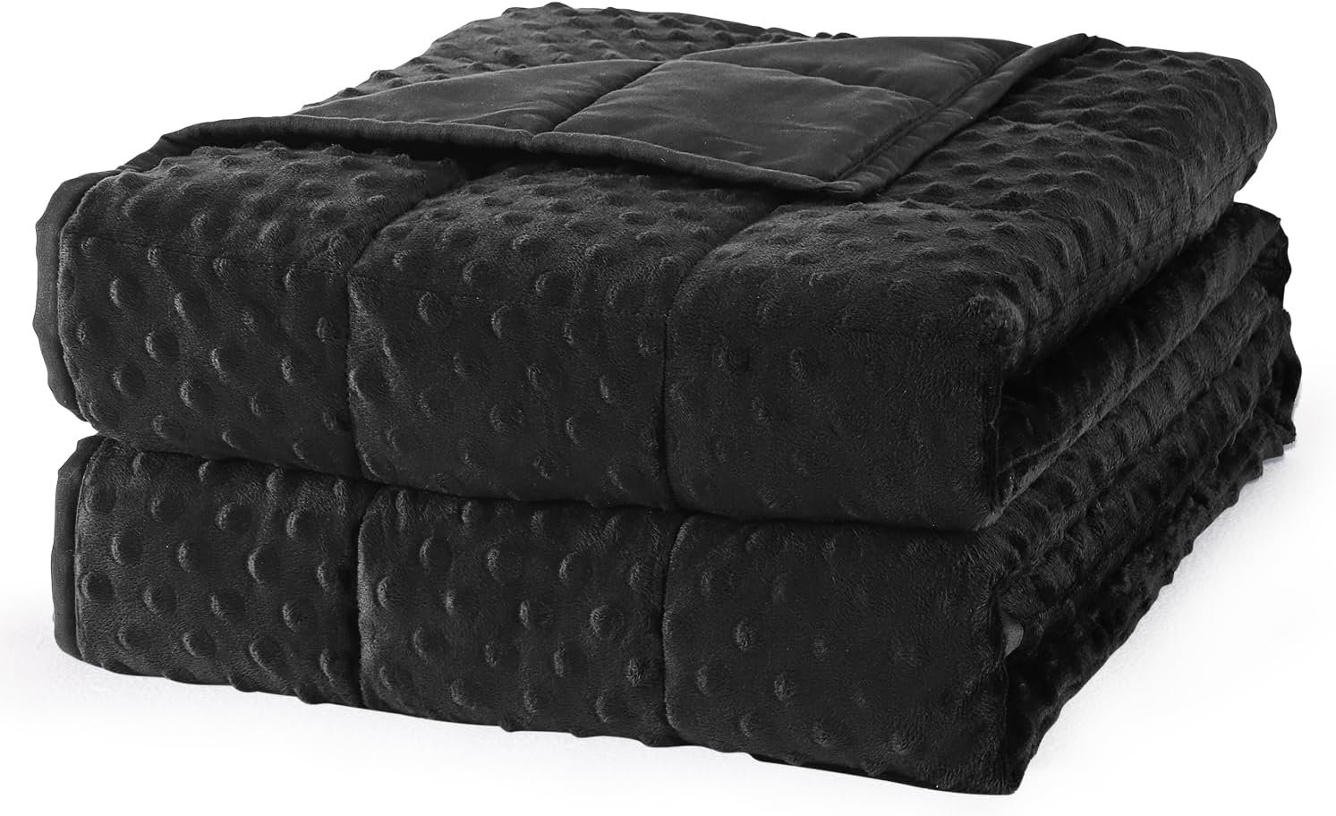 Mr. Sandman Weighted Blanket for Adults, Heavy Blanket for Woman, Man Sleeping/Calm, Soft and Cozy Weighted Throw Blankets, Machine Washable, 60 x 80in, 15 lbs, Black
